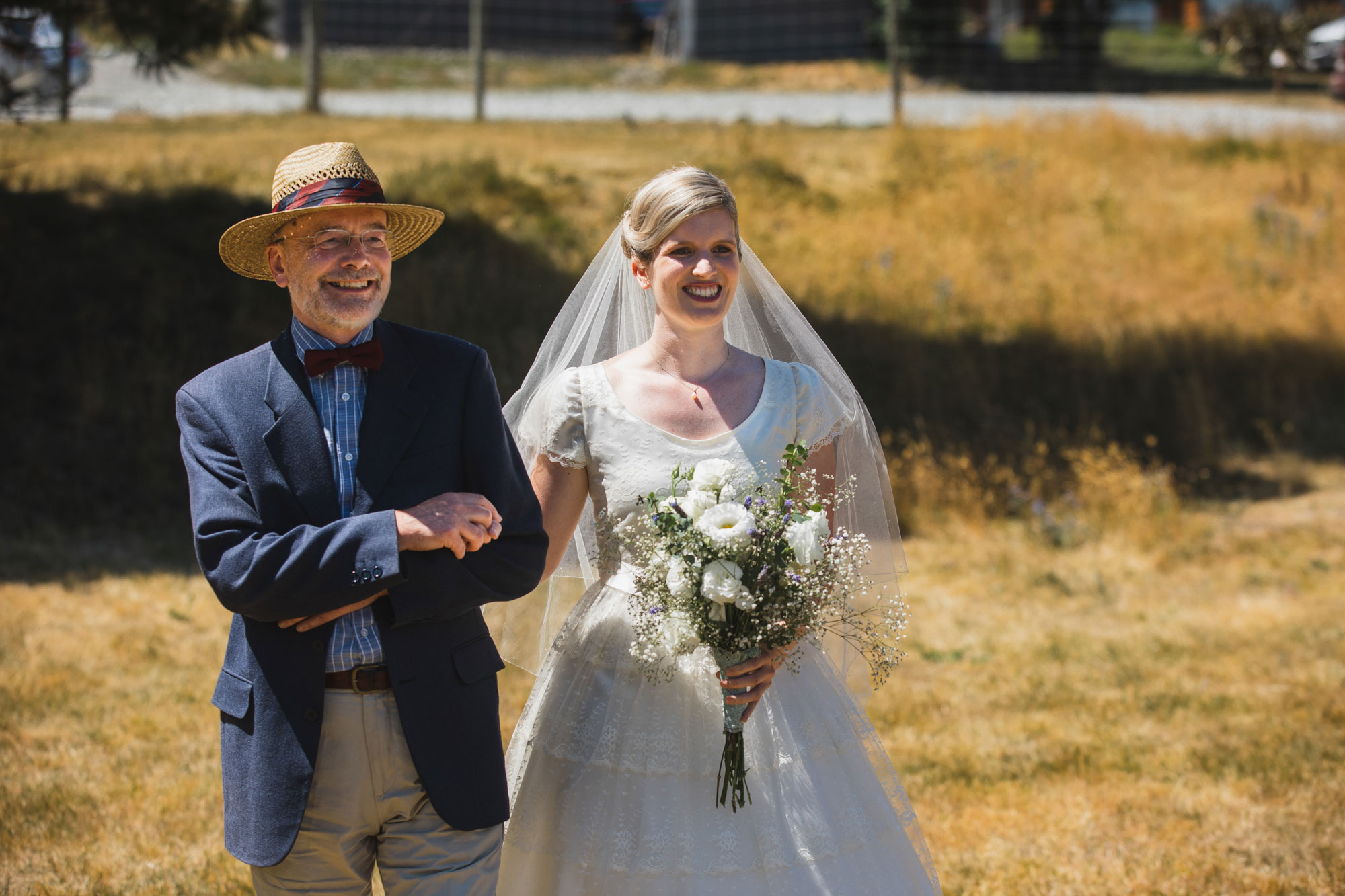 christchurch wedding bride walking down the aisle