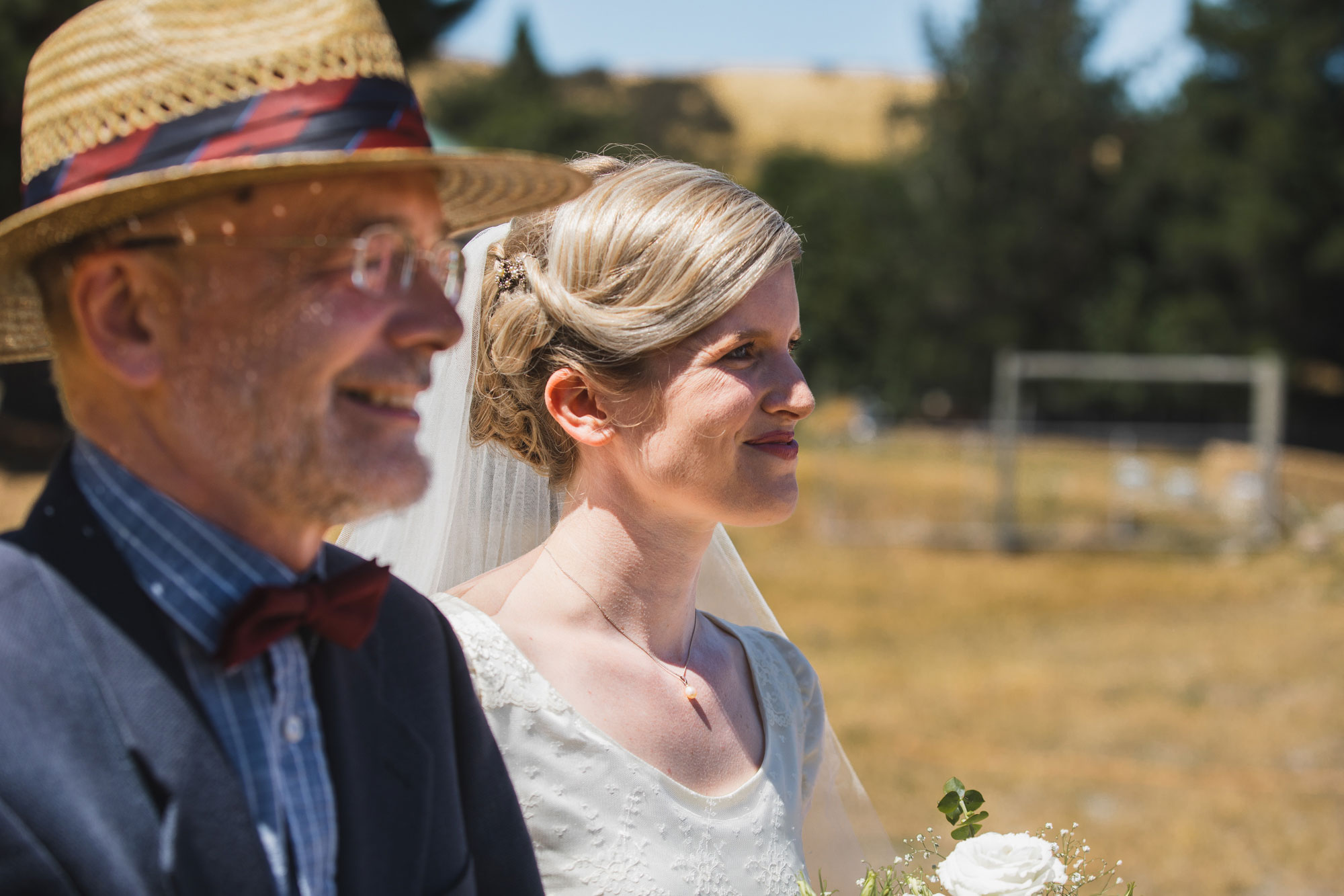 christchurch wedding bride and father