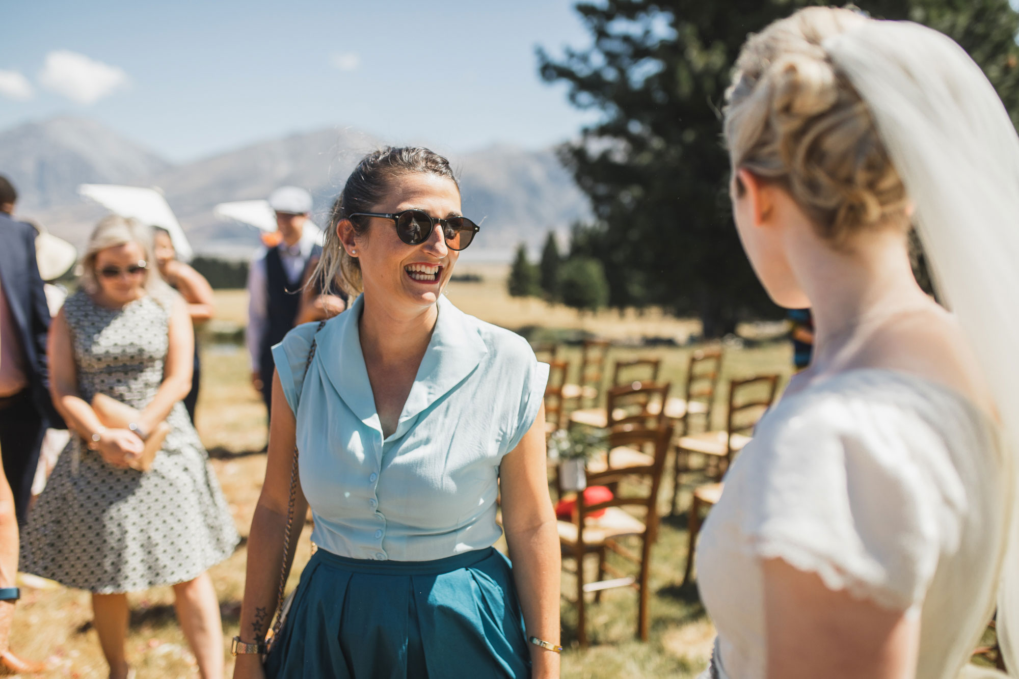 mt. potts lodge wedding guests smiling