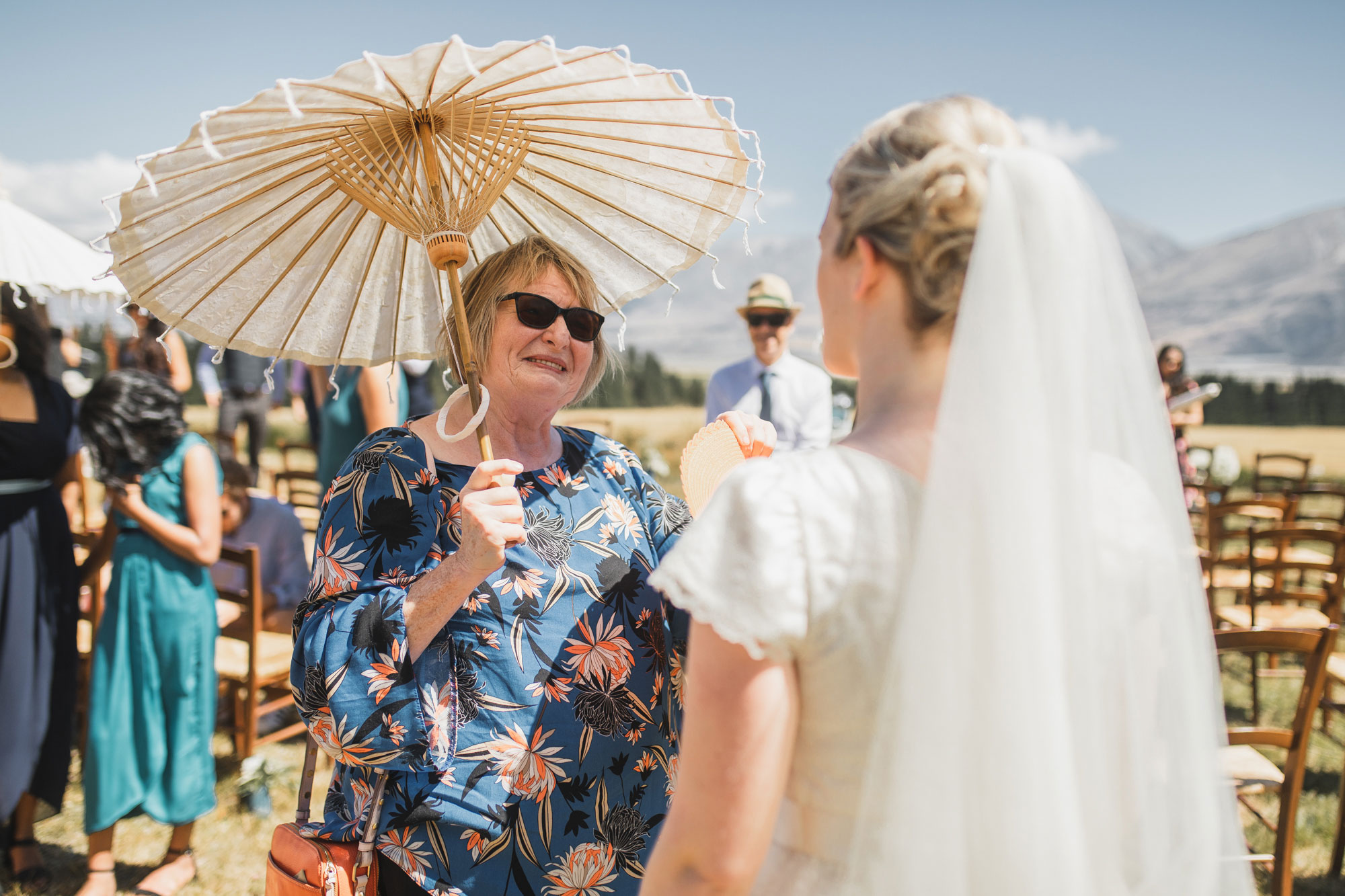 mt. potts lodge wedding mother talking to bride