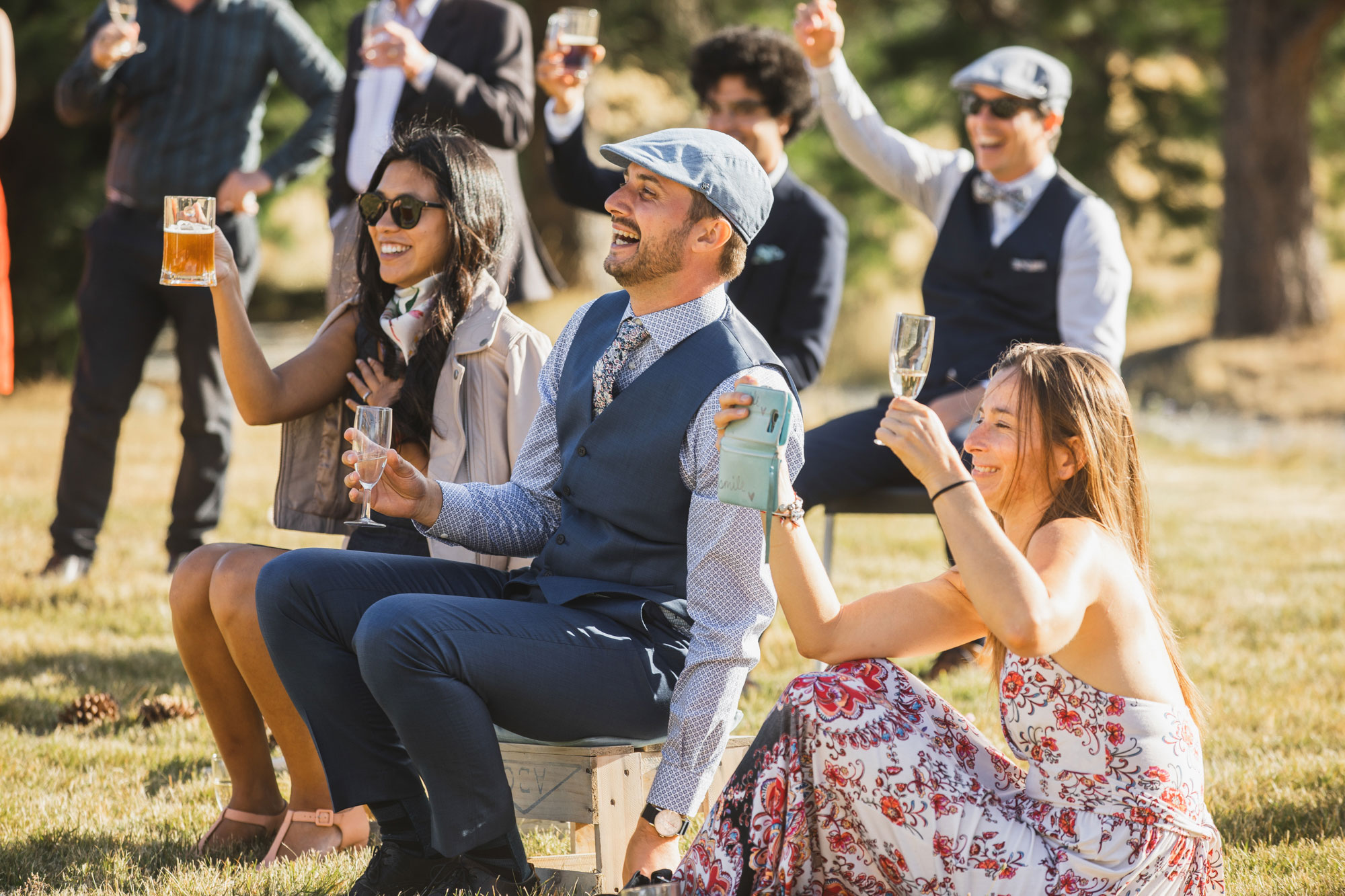 christchurch wedding groom laughing at speech