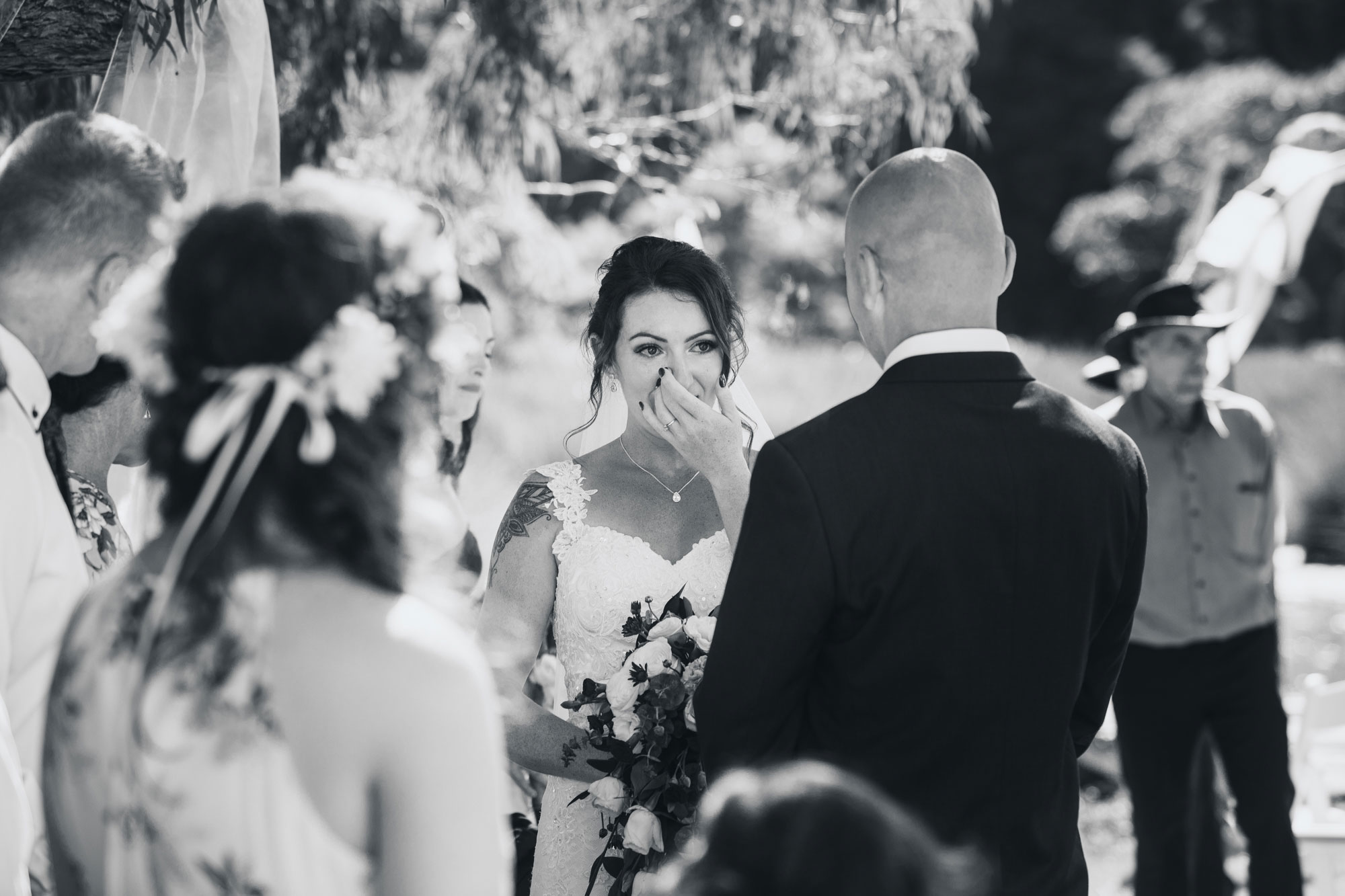 auckland tawharanui lodge wedding bride tearing up