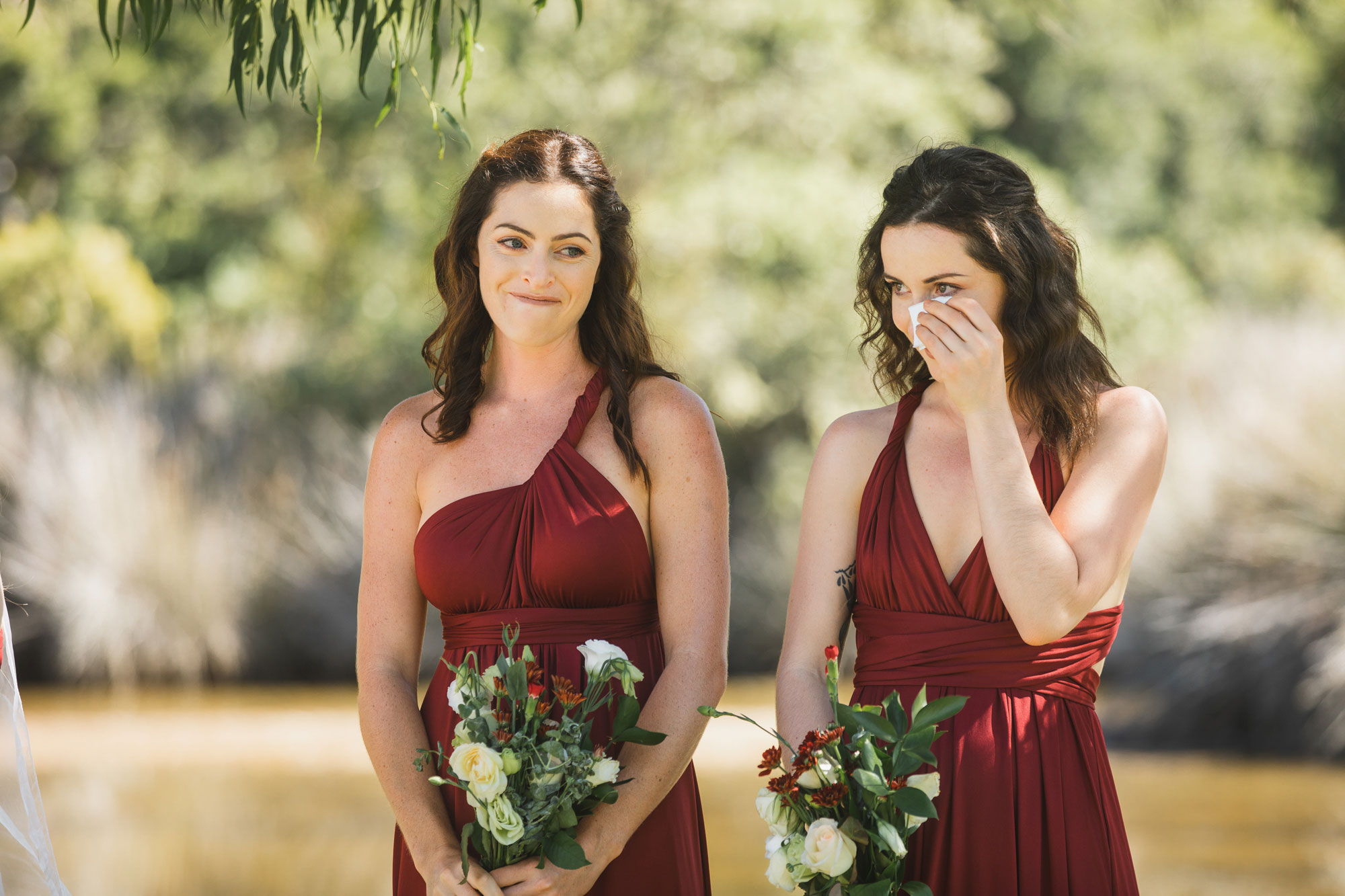 auckland tawharanui lodge wedding bridesmaids crying