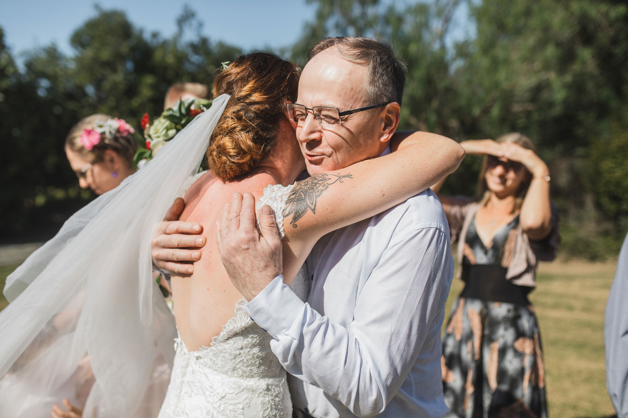 auckland tawharanui lodge wedding father and bride