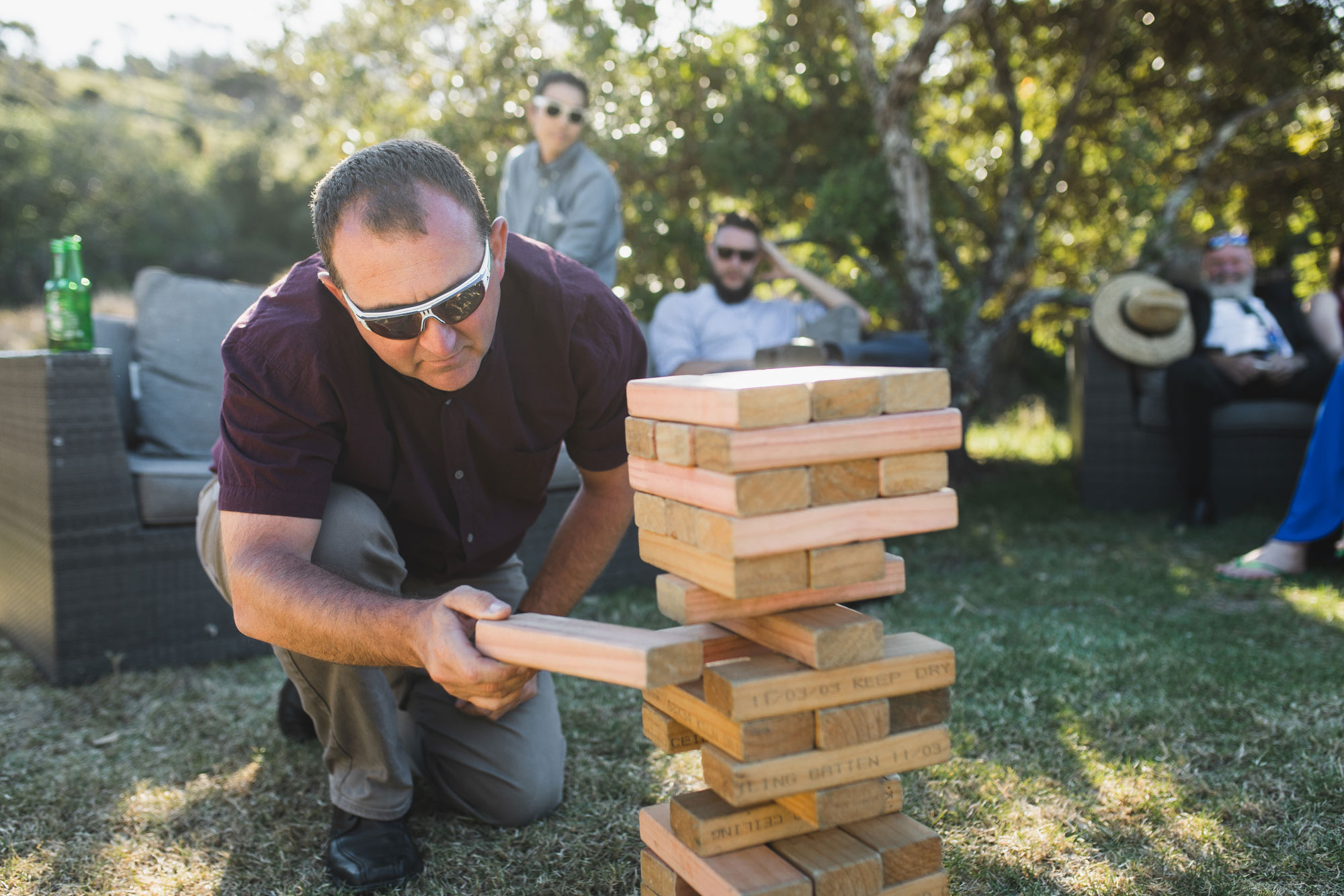 auckland tawharanui lodge wedding jenga game