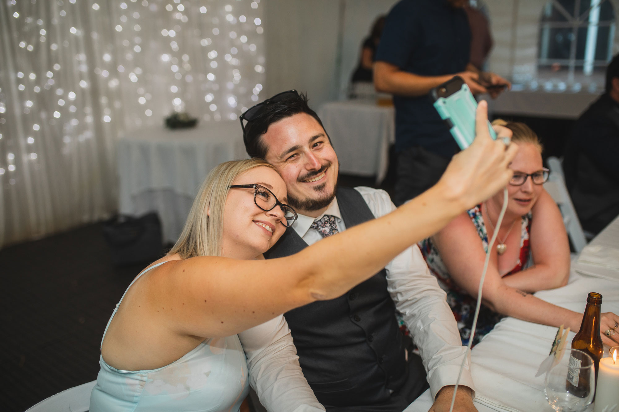 auckland tawharanui lodge wedding guests selfie