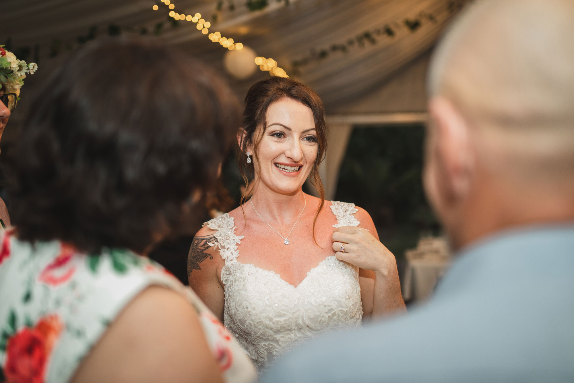 auckland tawharanui lodge wedding bride chatting