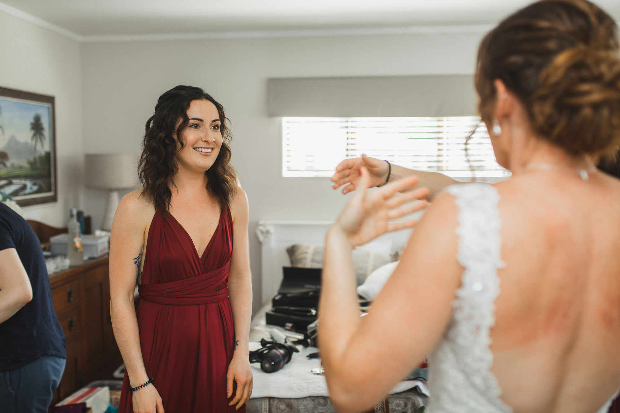 auckland wedding bridesmaids smiling