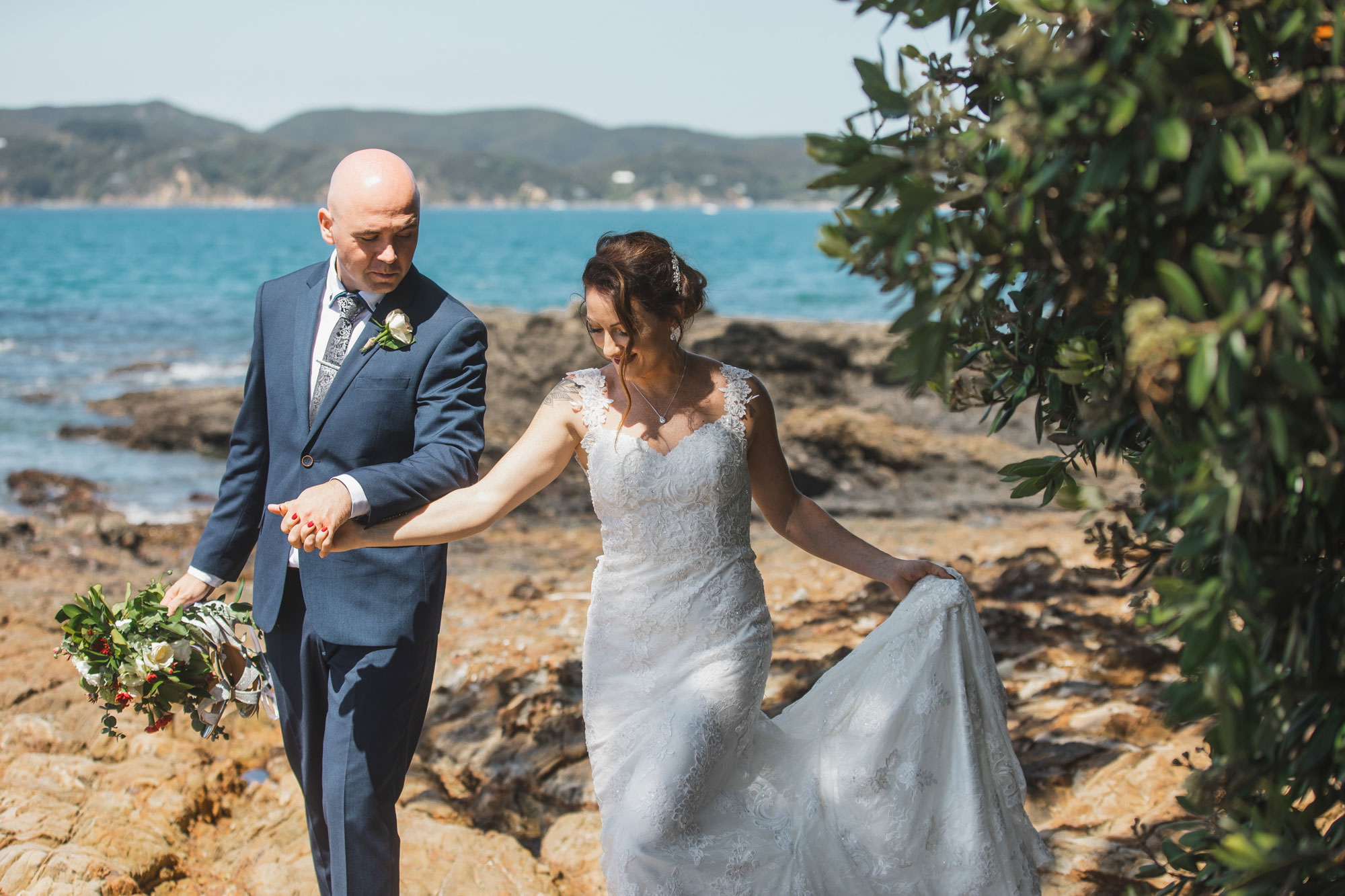 tawharanui regional park wedding portraits