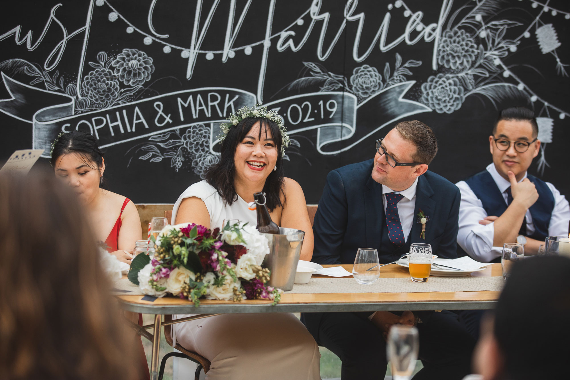 auckland waterfall farm wedding reception bride and groom