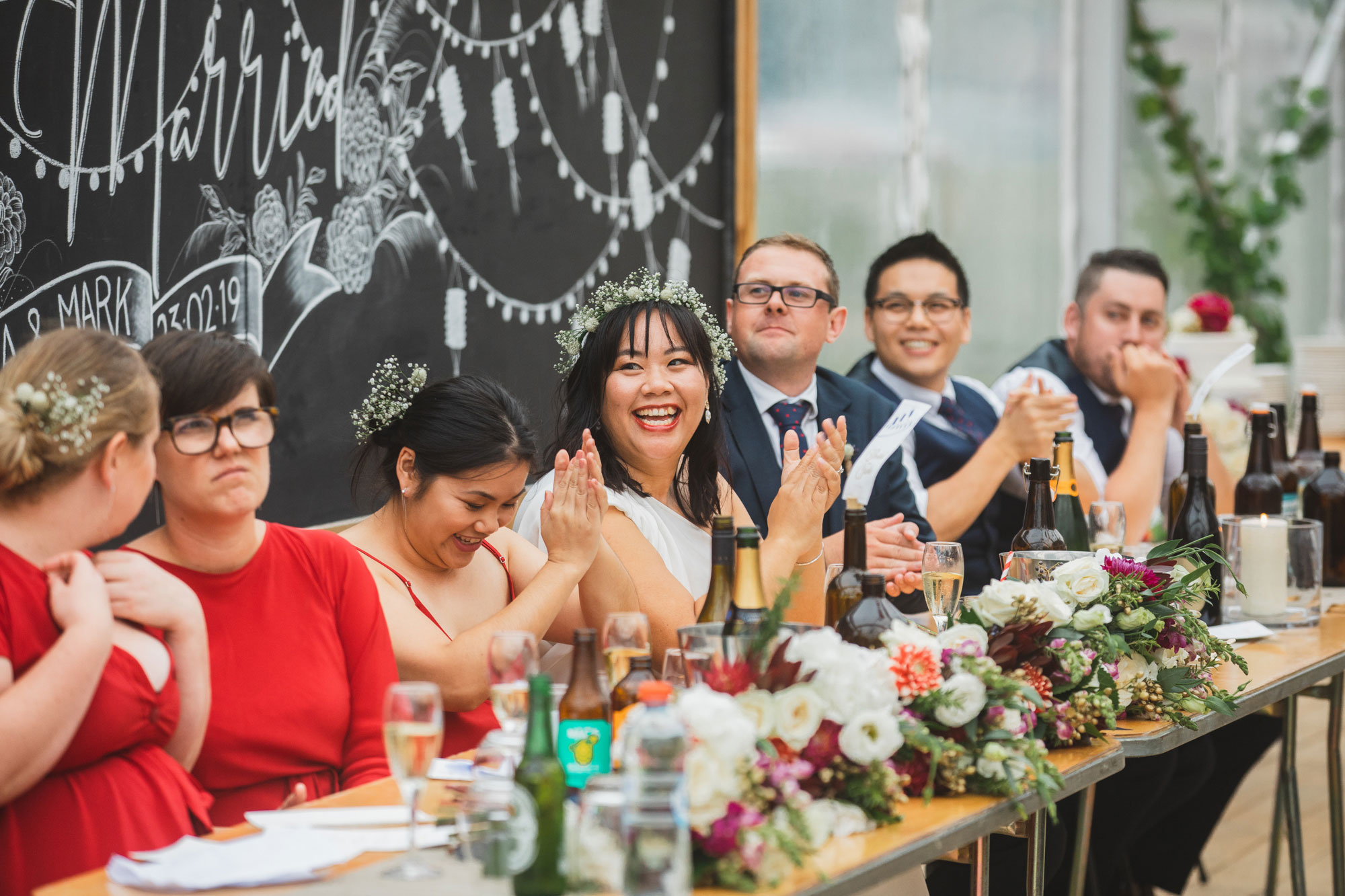 auckland wedding head table clapping