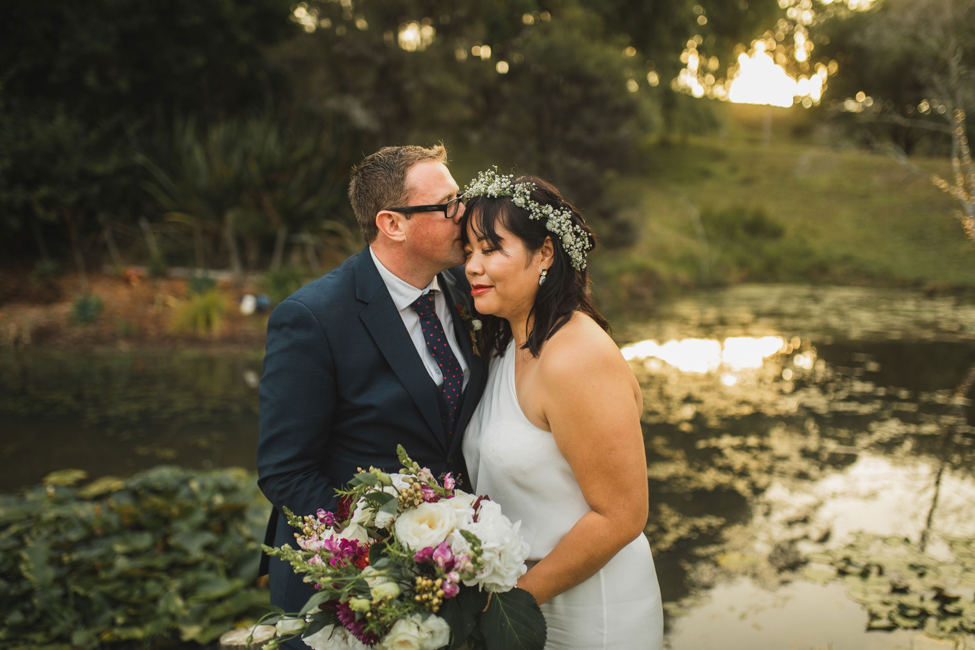 waterfall farm wedding sunset photo