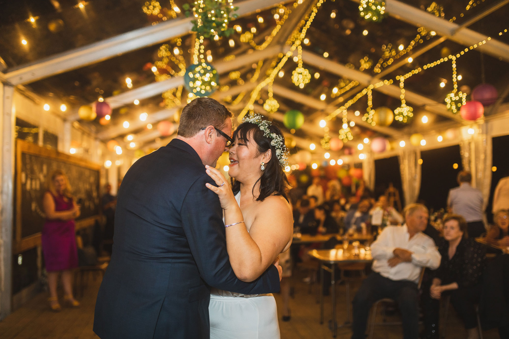 auckland waterfall farm wedding couple first dance