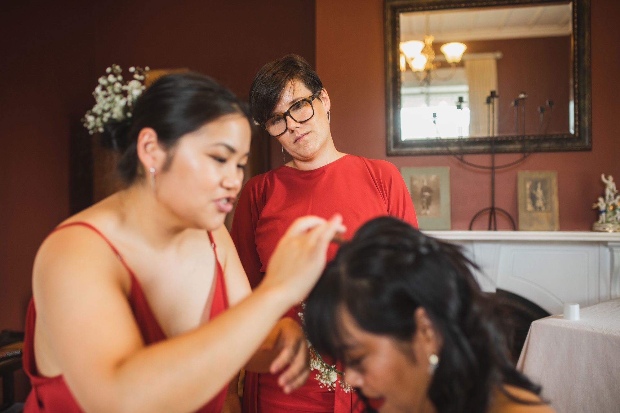 auckland wedding bridesmaid looking on