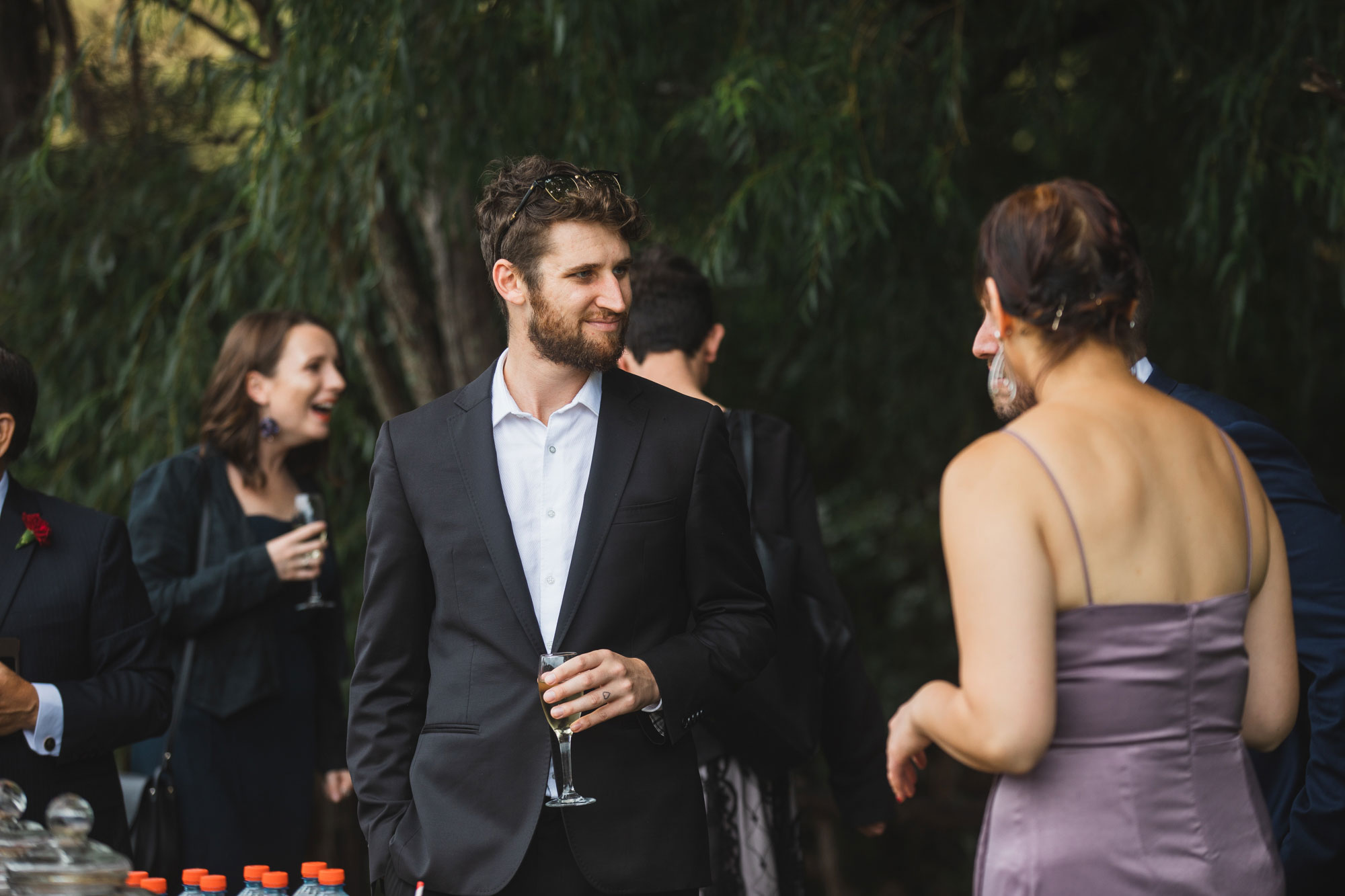 auckland waterfall farm wedding guests mingling