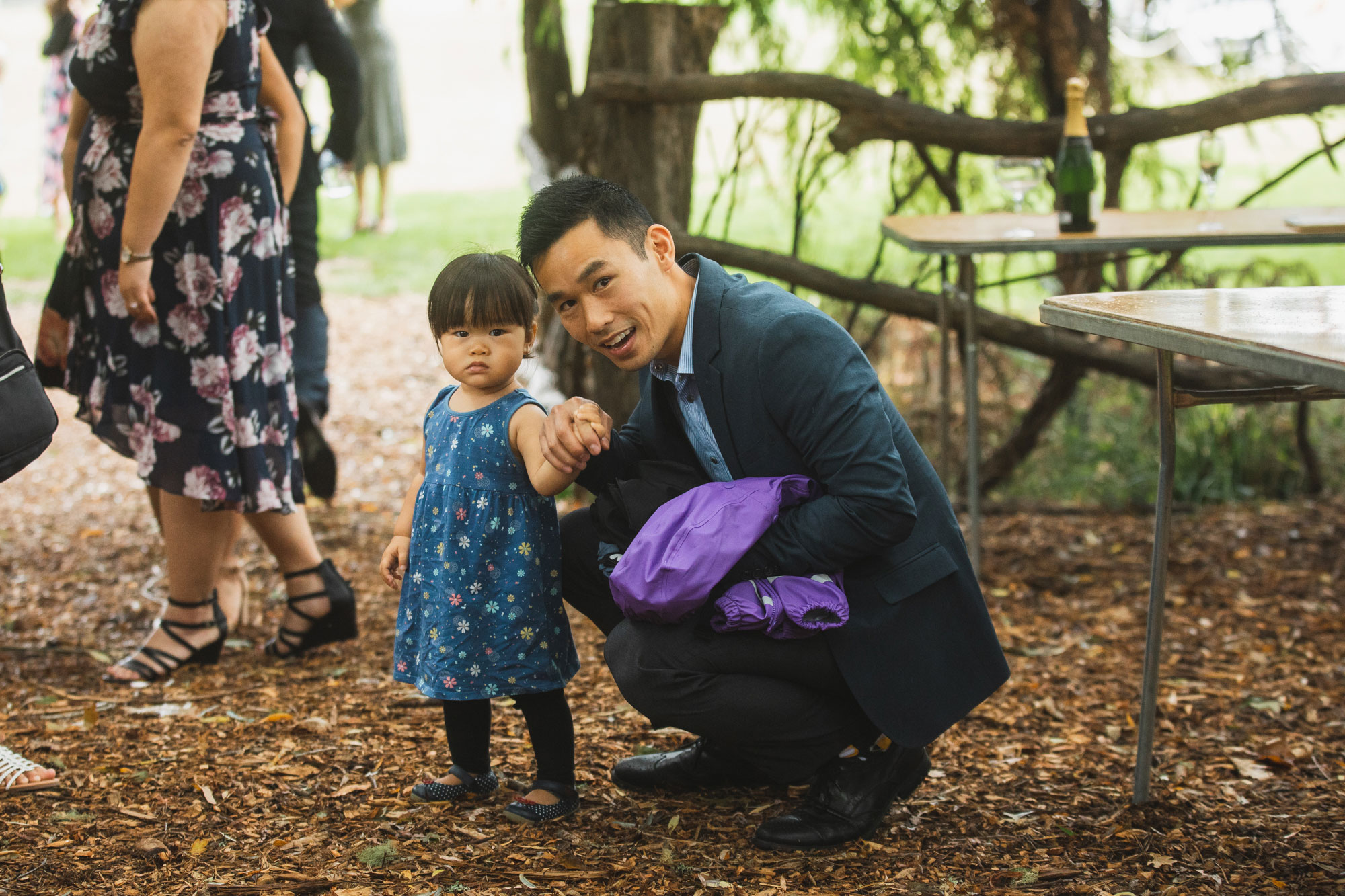 auckland waterfall farm wedding guest and child