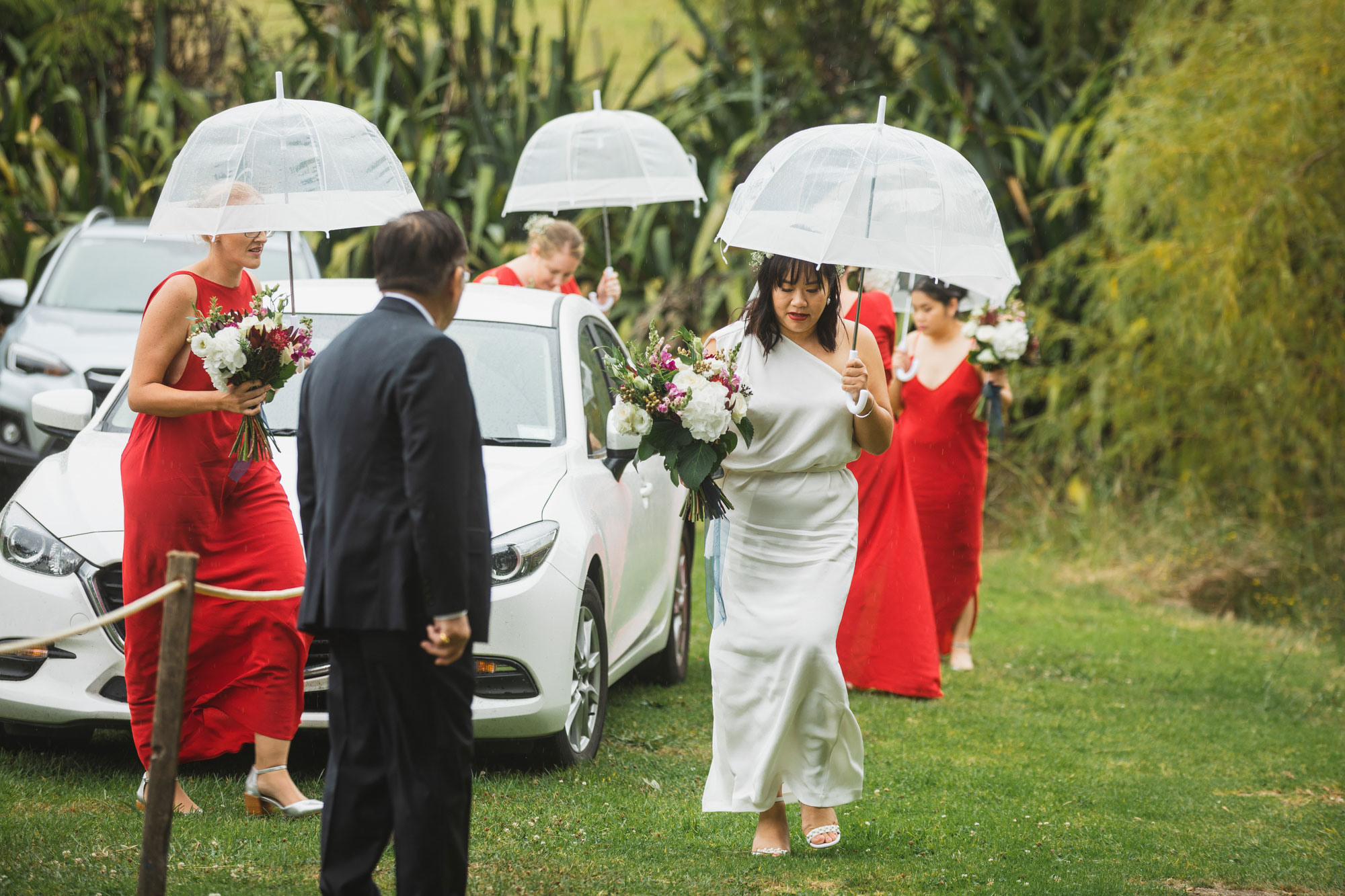 auckland waterfall farm wedding father fetching bride