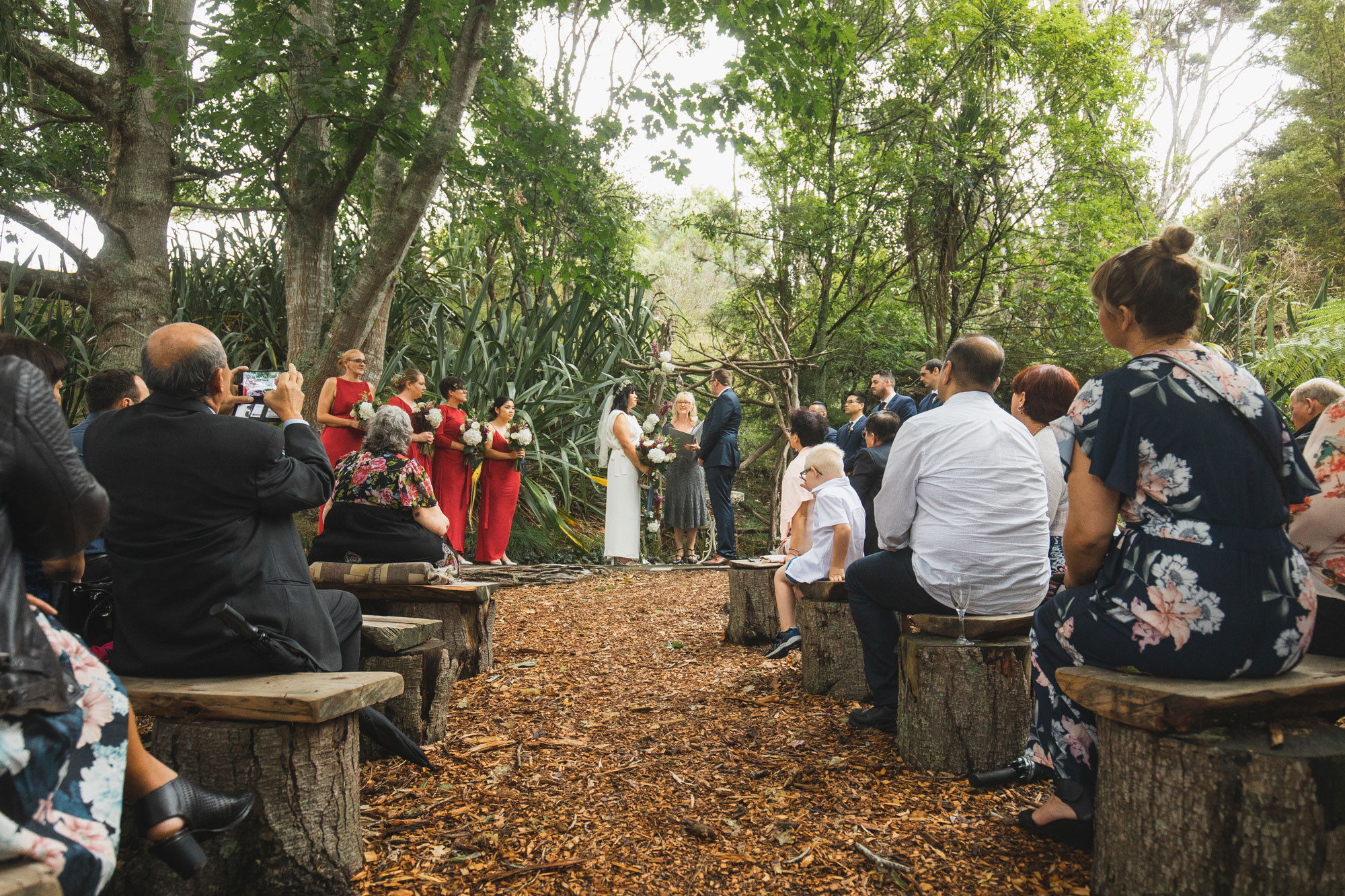 auckland waterfall farm wedding ceremony