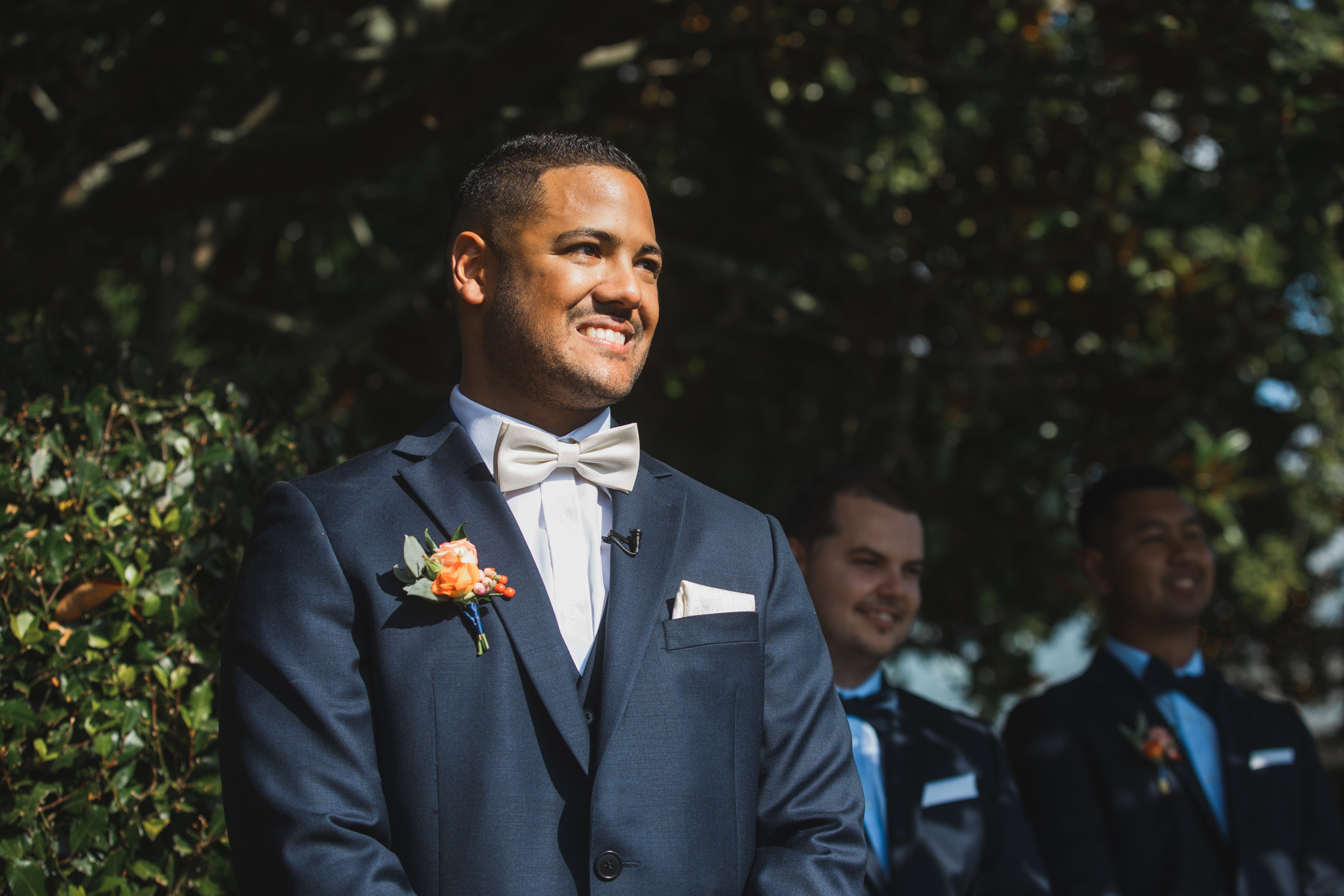 allely estate wedding groom smiling