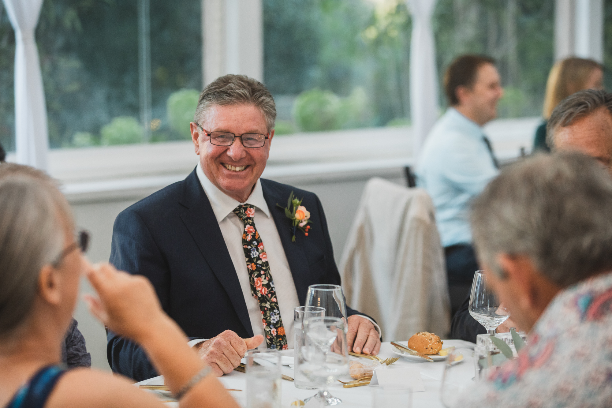 wedding guests chatting