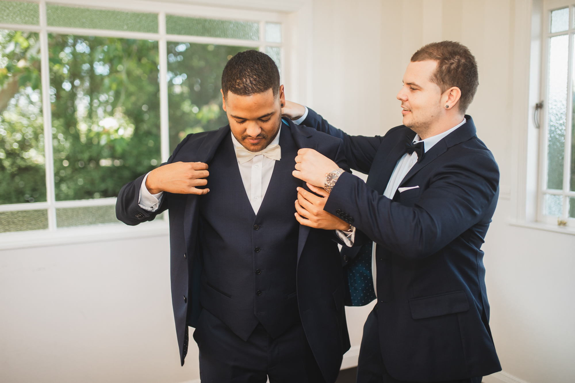 allely estate wedding groom and best man