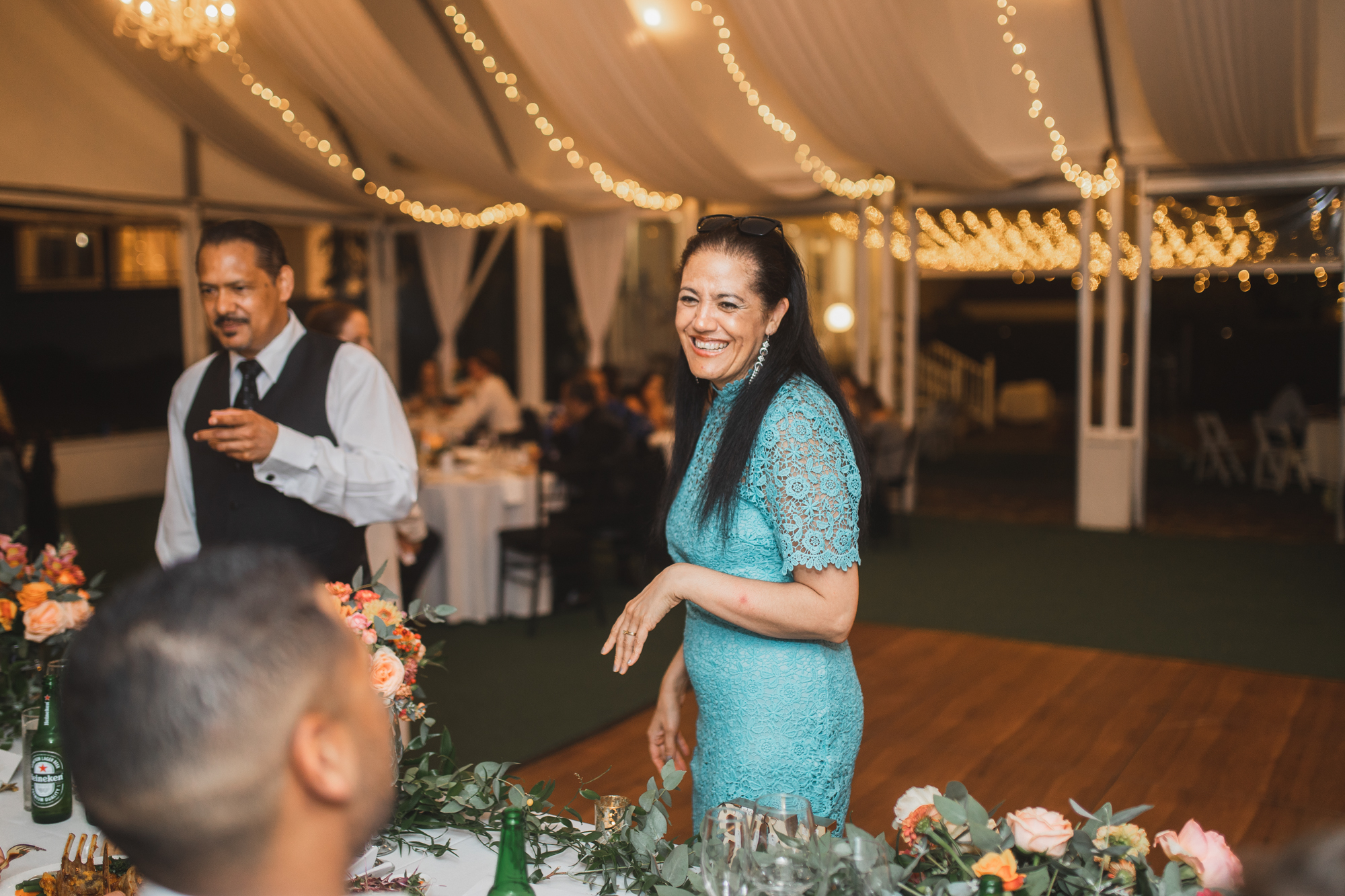 wedding guests having a good time