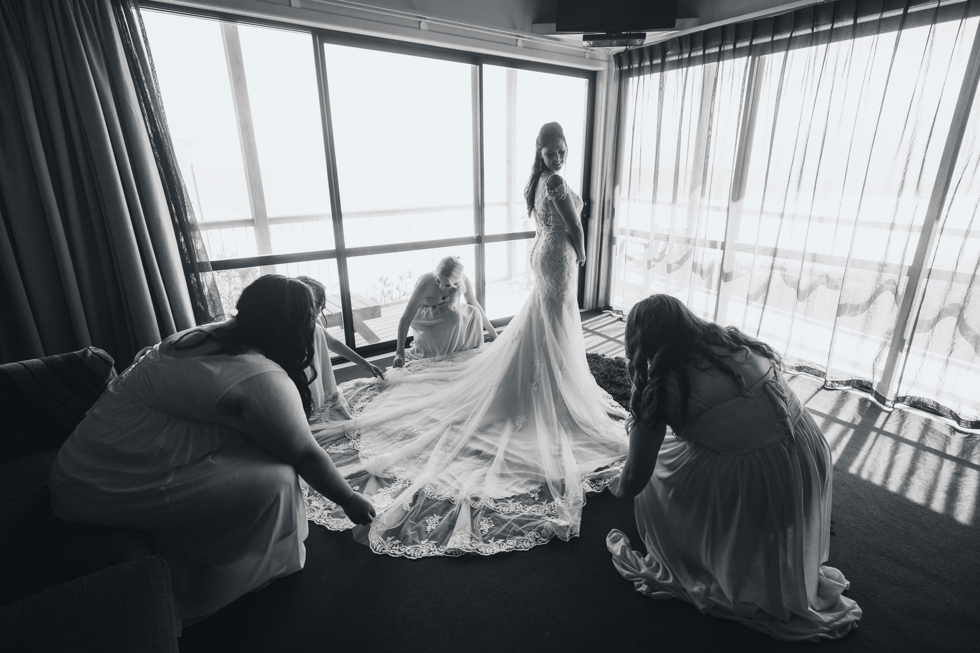 castaways waiuku bride in her dress