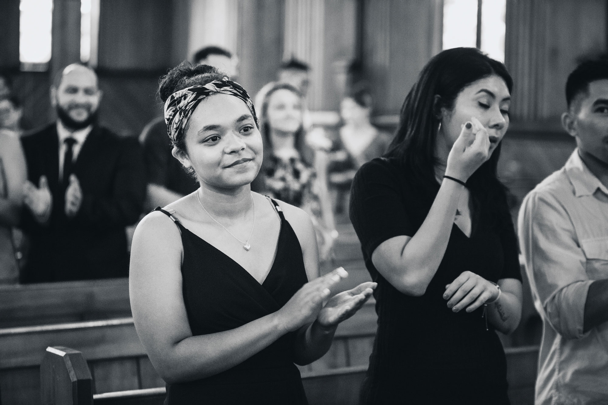 wedding guests clapping