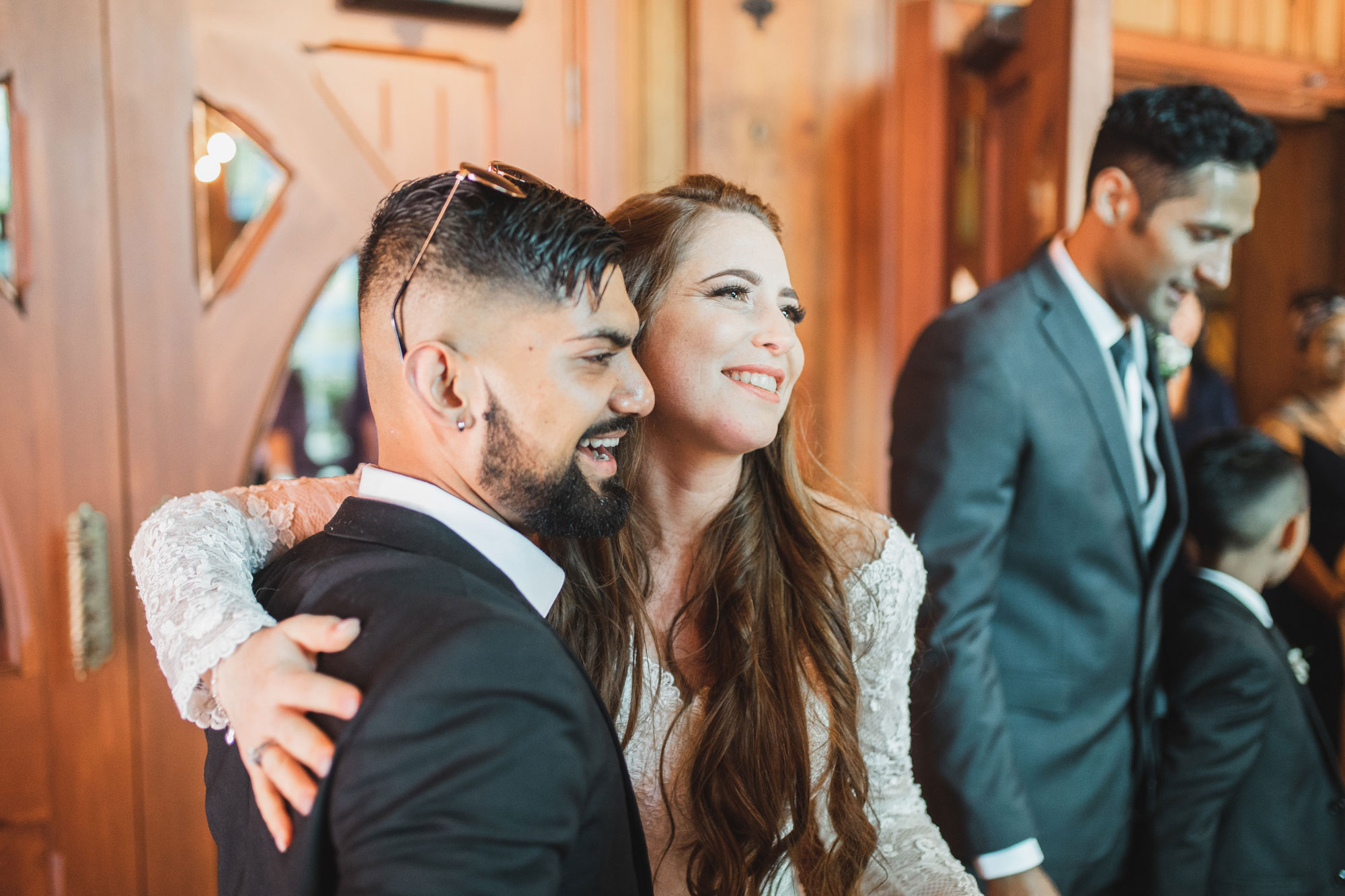 bride and guest having fun