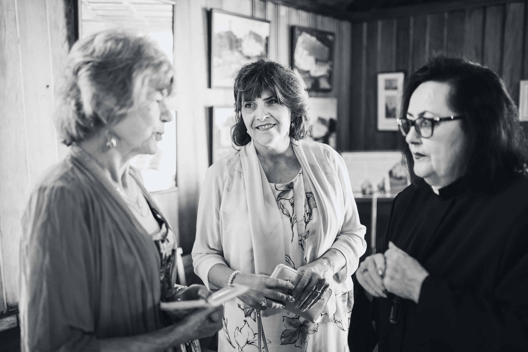 wedding guests having a chat