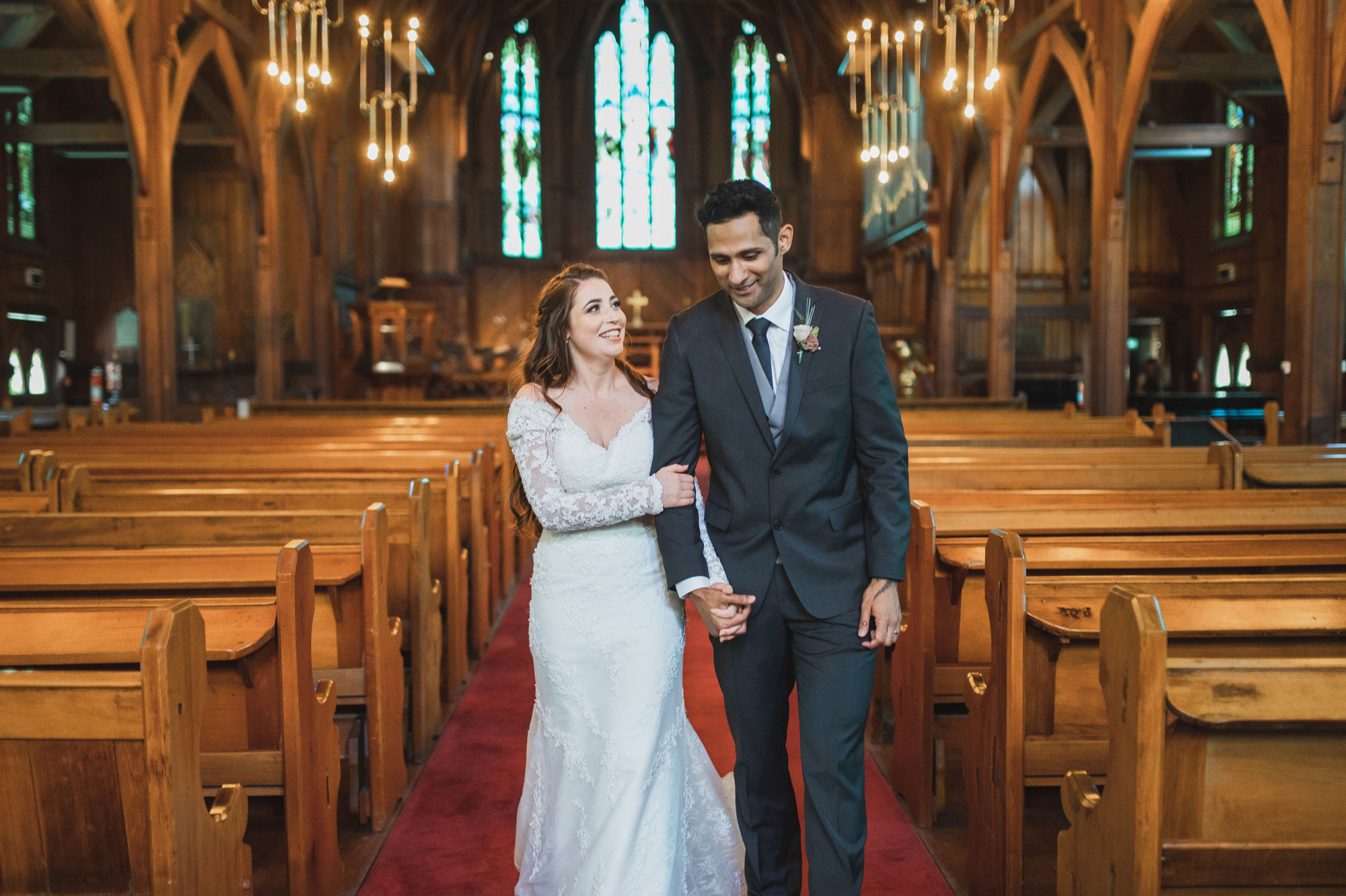 bride and groom church wedding photo