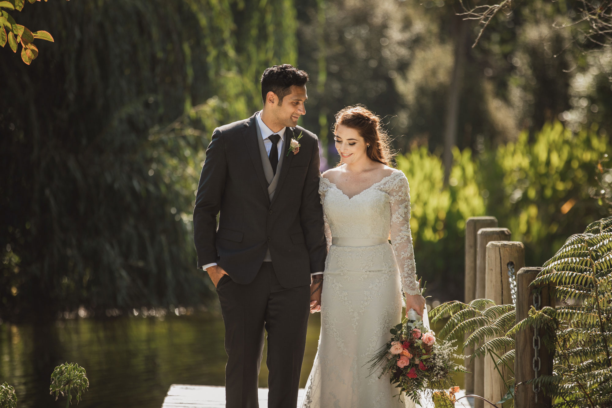 bride and groom walking