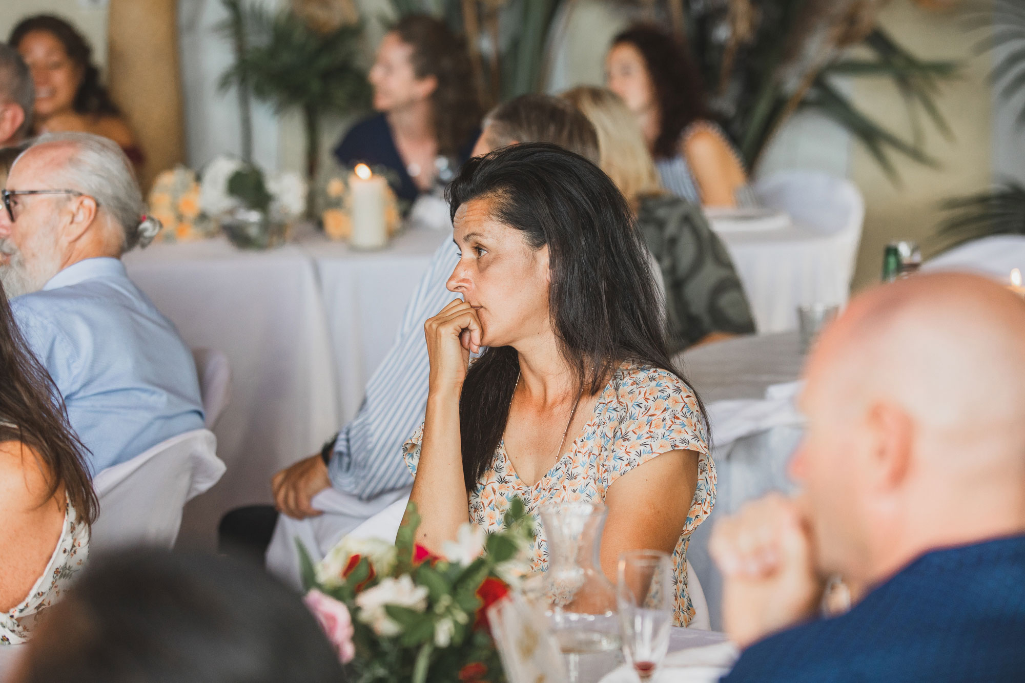 wedding guest listening to speech