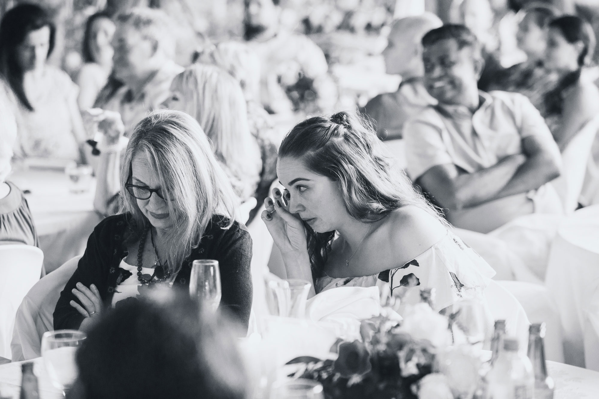 wedding guest crying during speech
