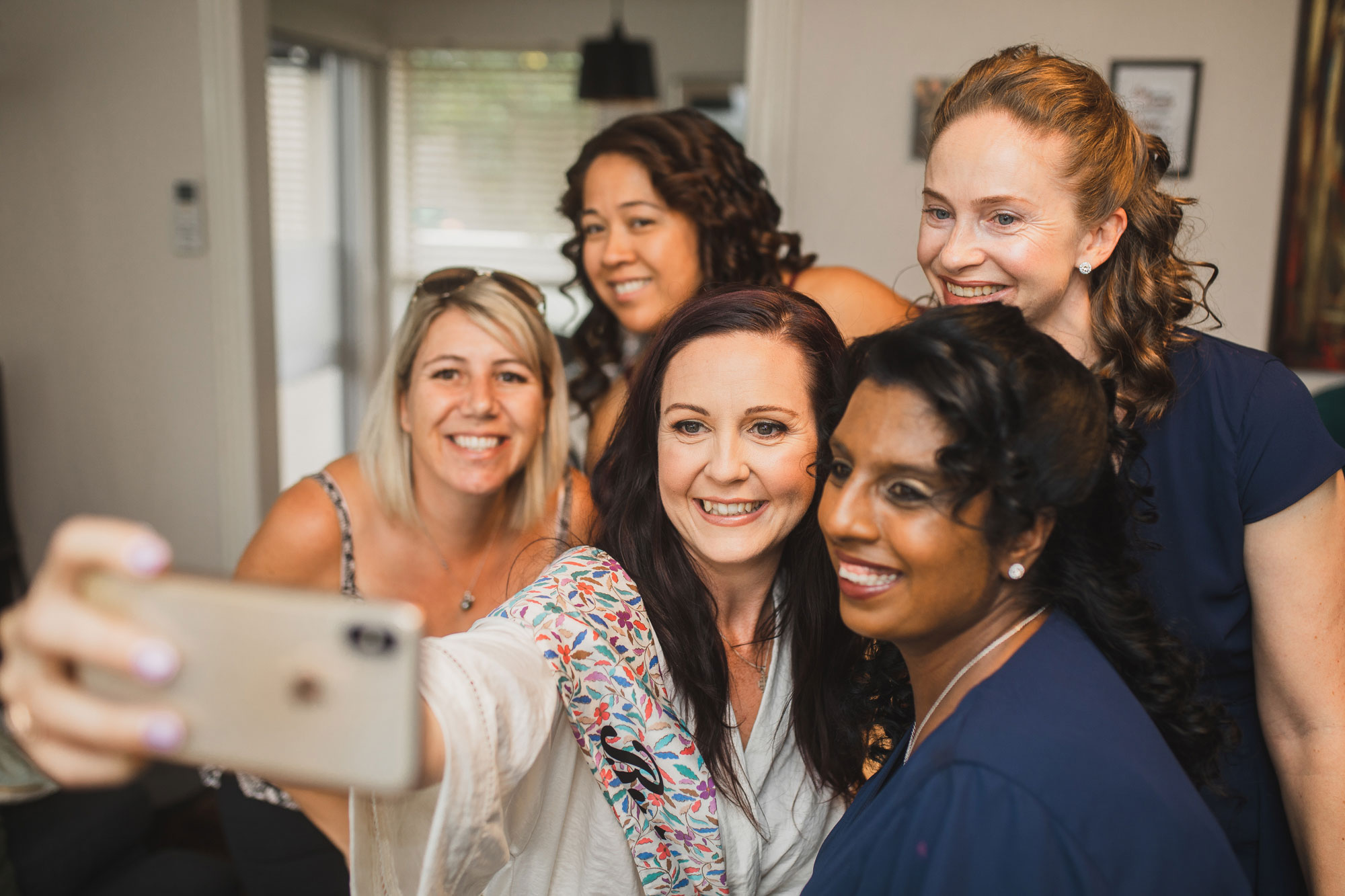 bride and the girls selfie