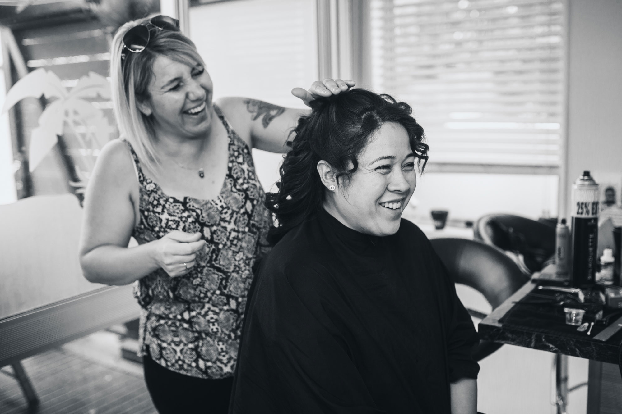 bridesmaid getting ready