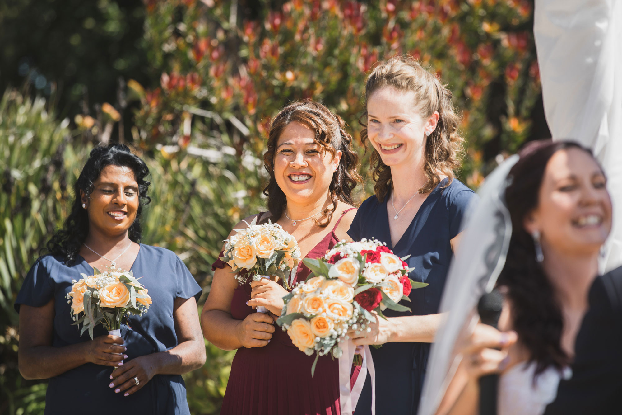 bridesmaids laughing