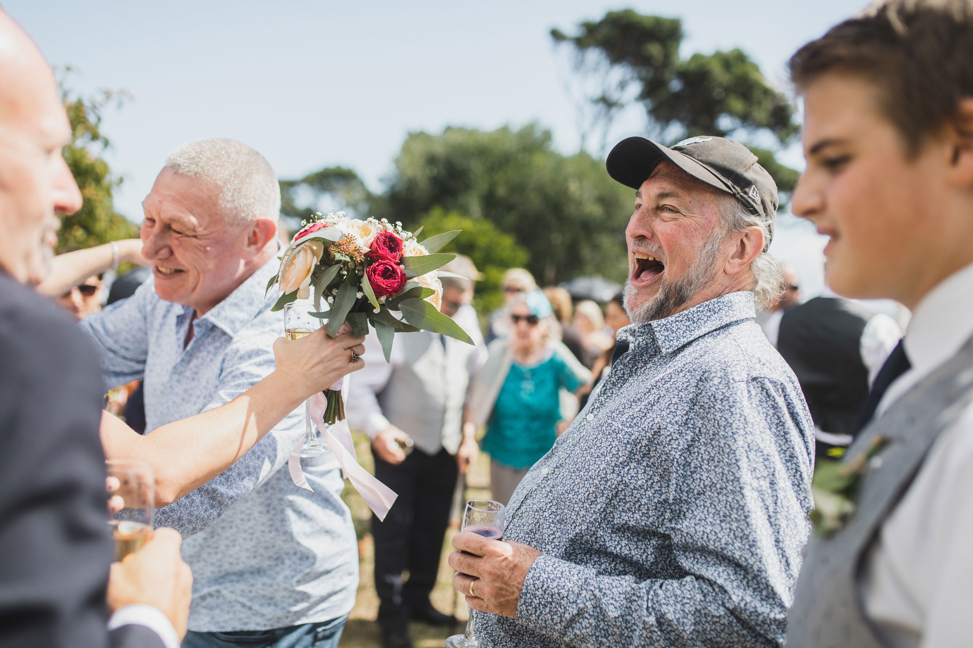 wedding guest having a good time