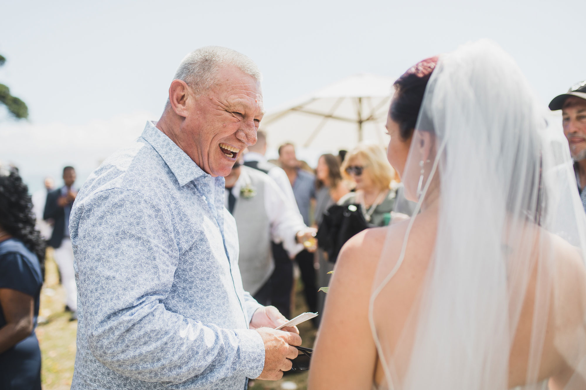 bride talking to wedding guest