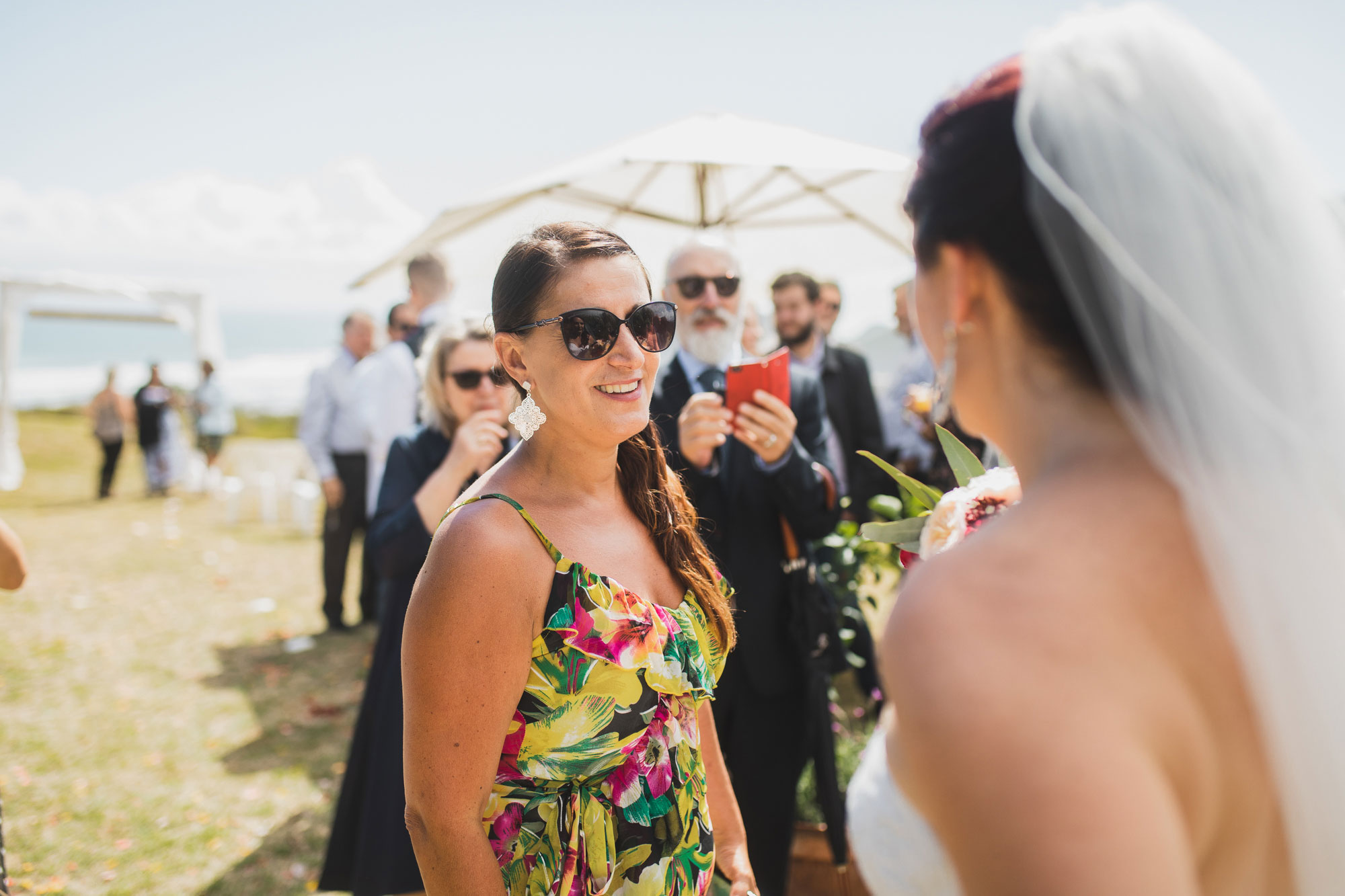 wedding guest looking at the bride