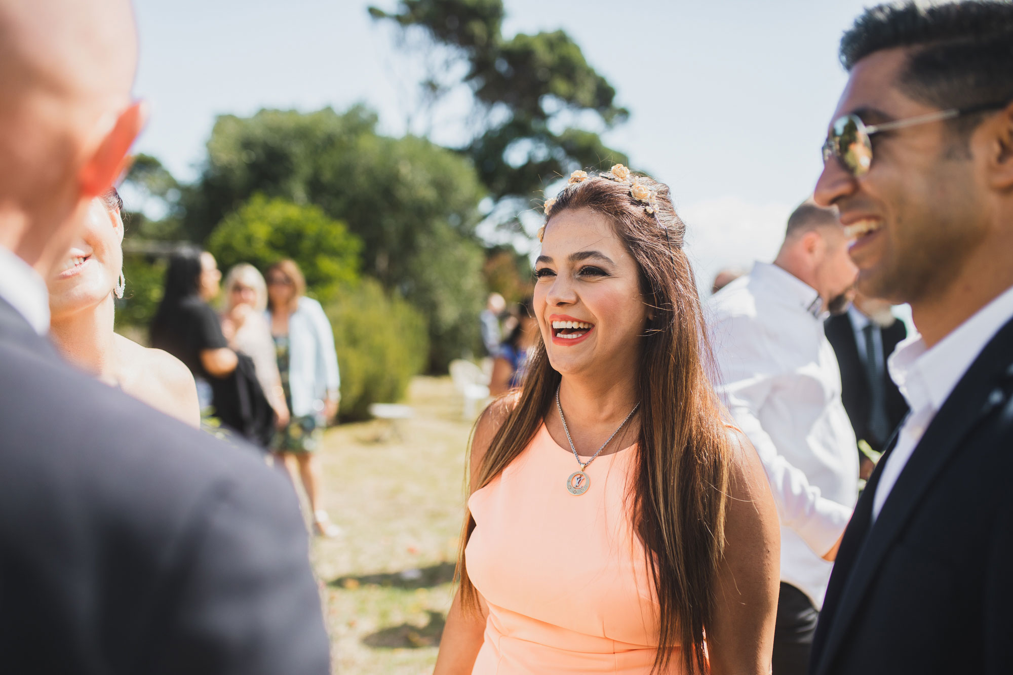wedding guest smiling