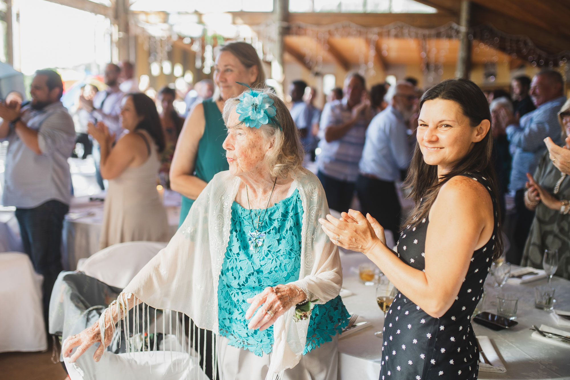 wedding guests clapping