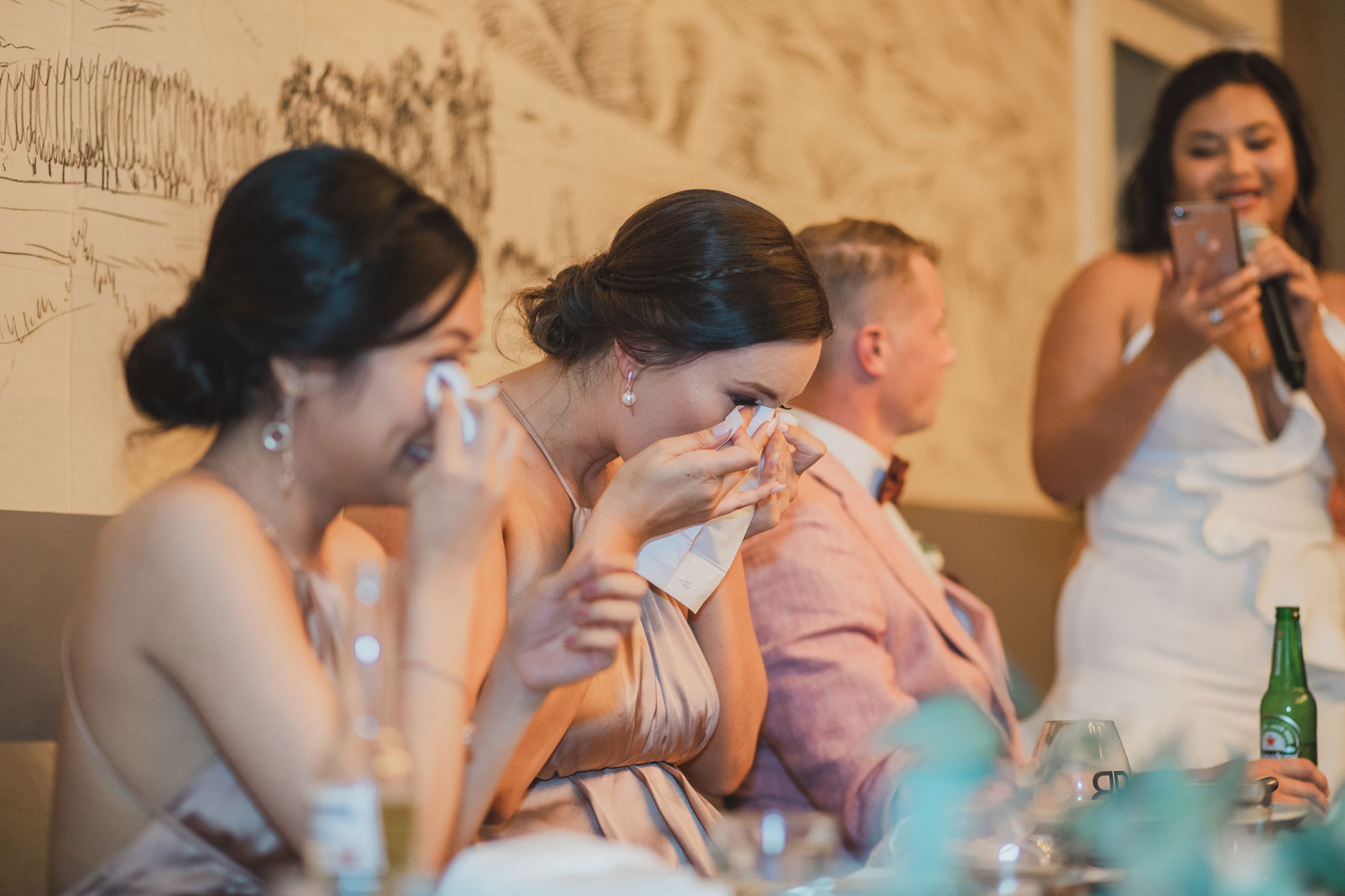 hawke's bay wedding bridesmaids tearing up