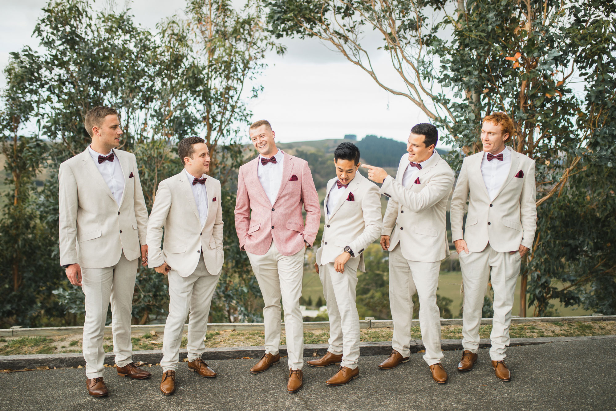 hawke's bay wedding groom and groomsmen