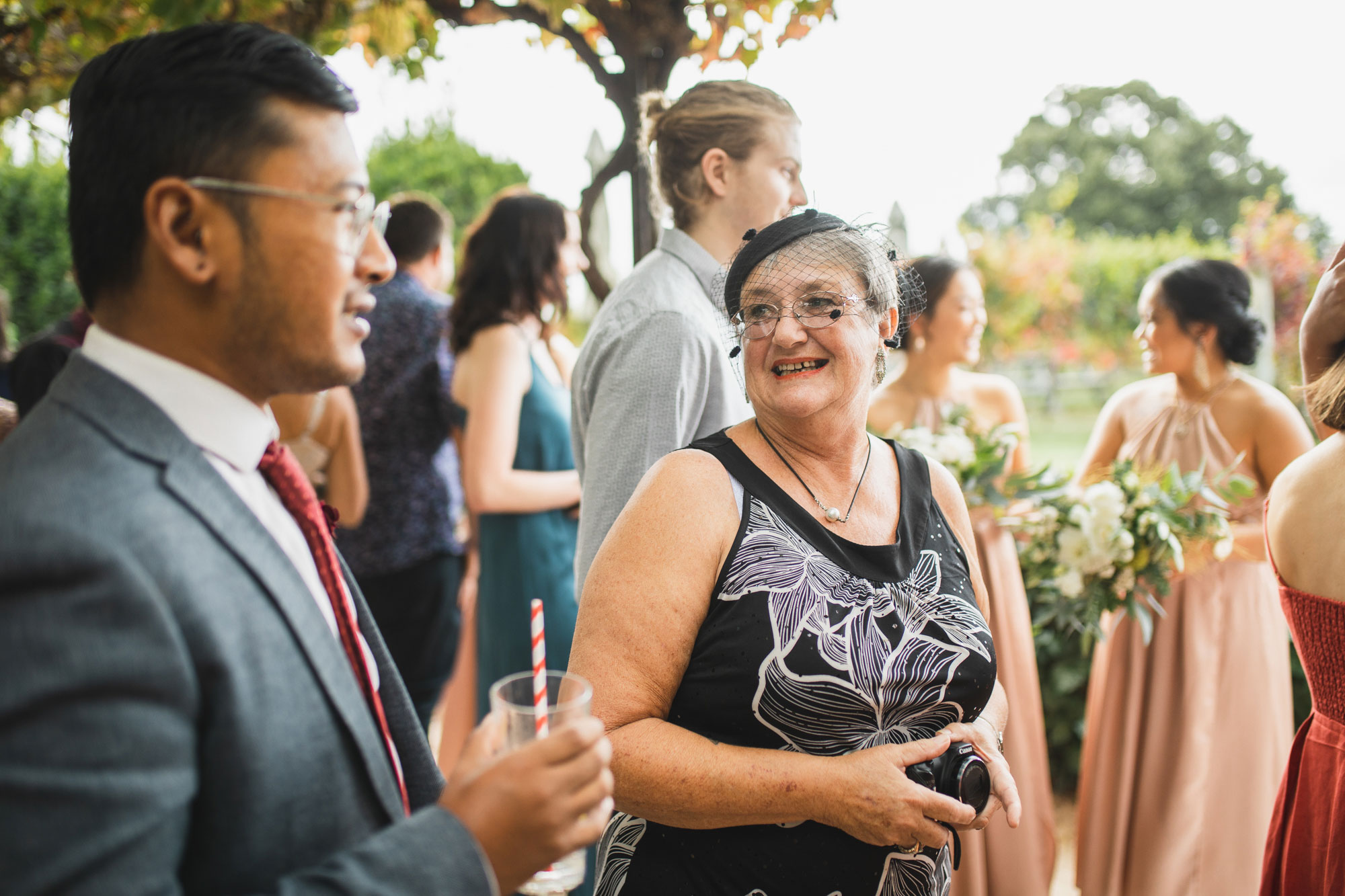 wedding guests smiling