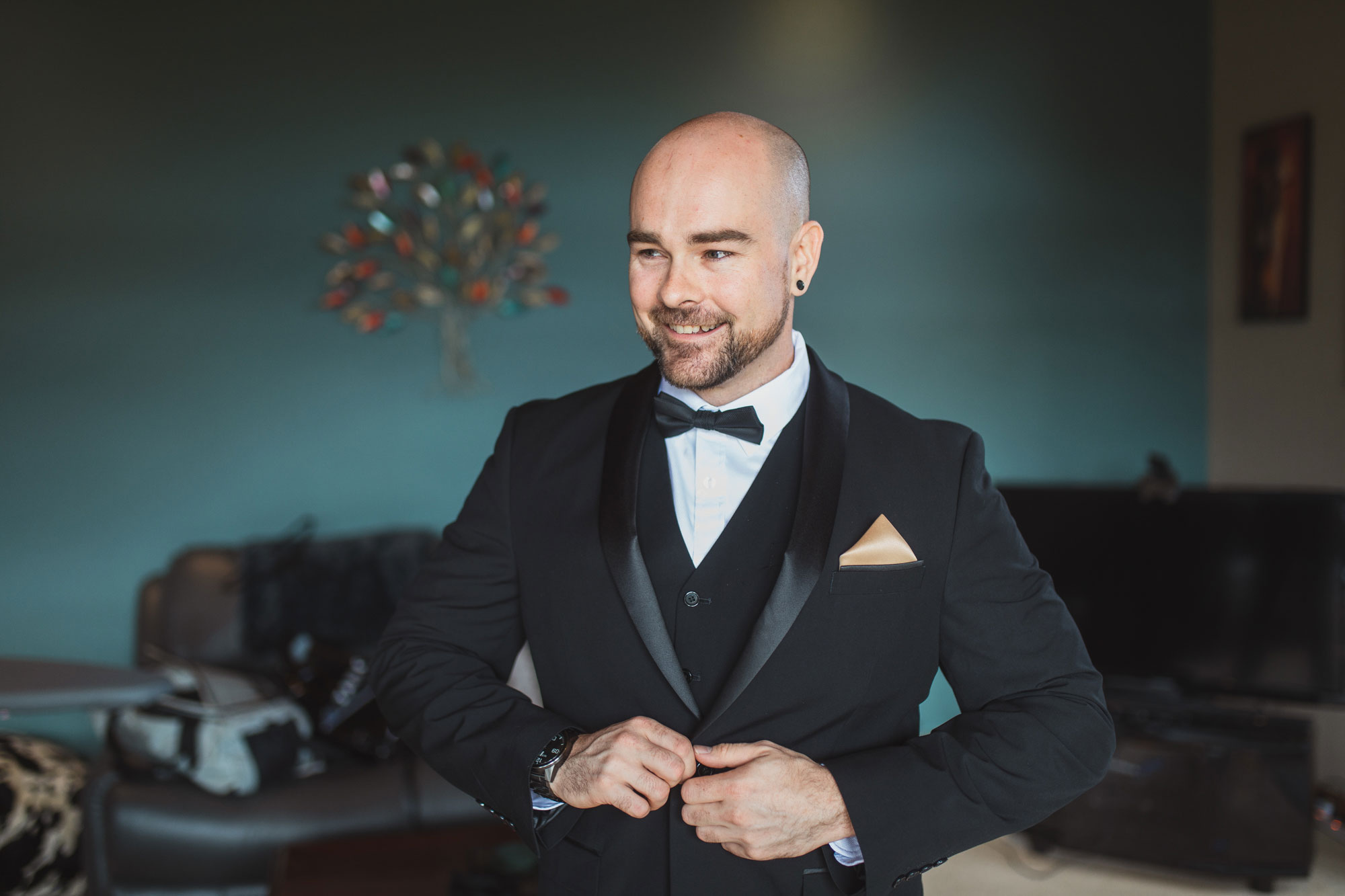 groom smiling