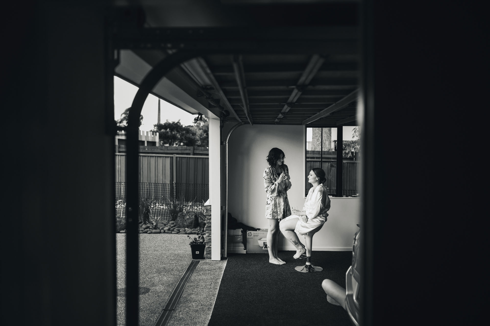 bride prep black and white