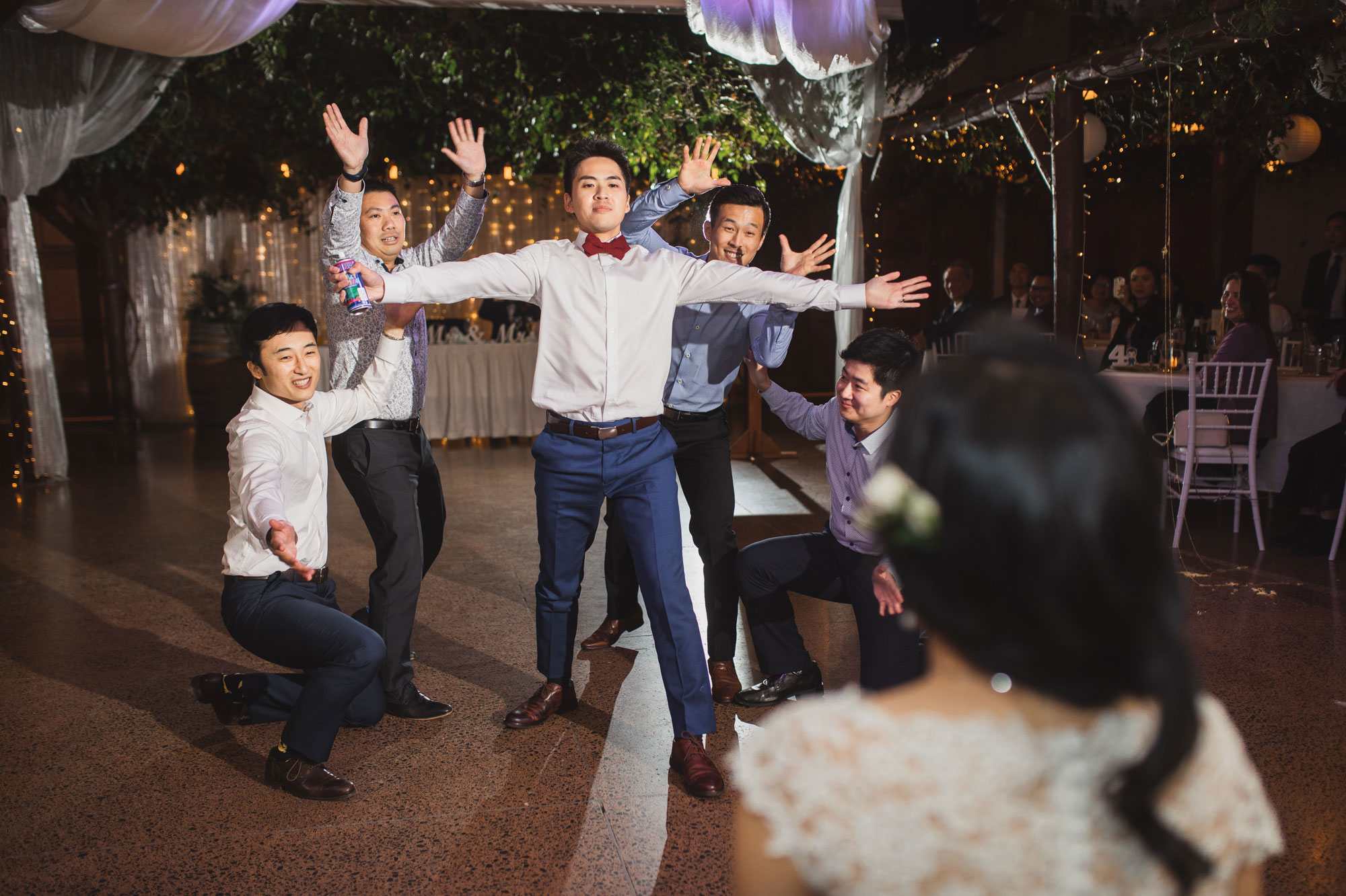 groom performance at markovina vineyard wedding