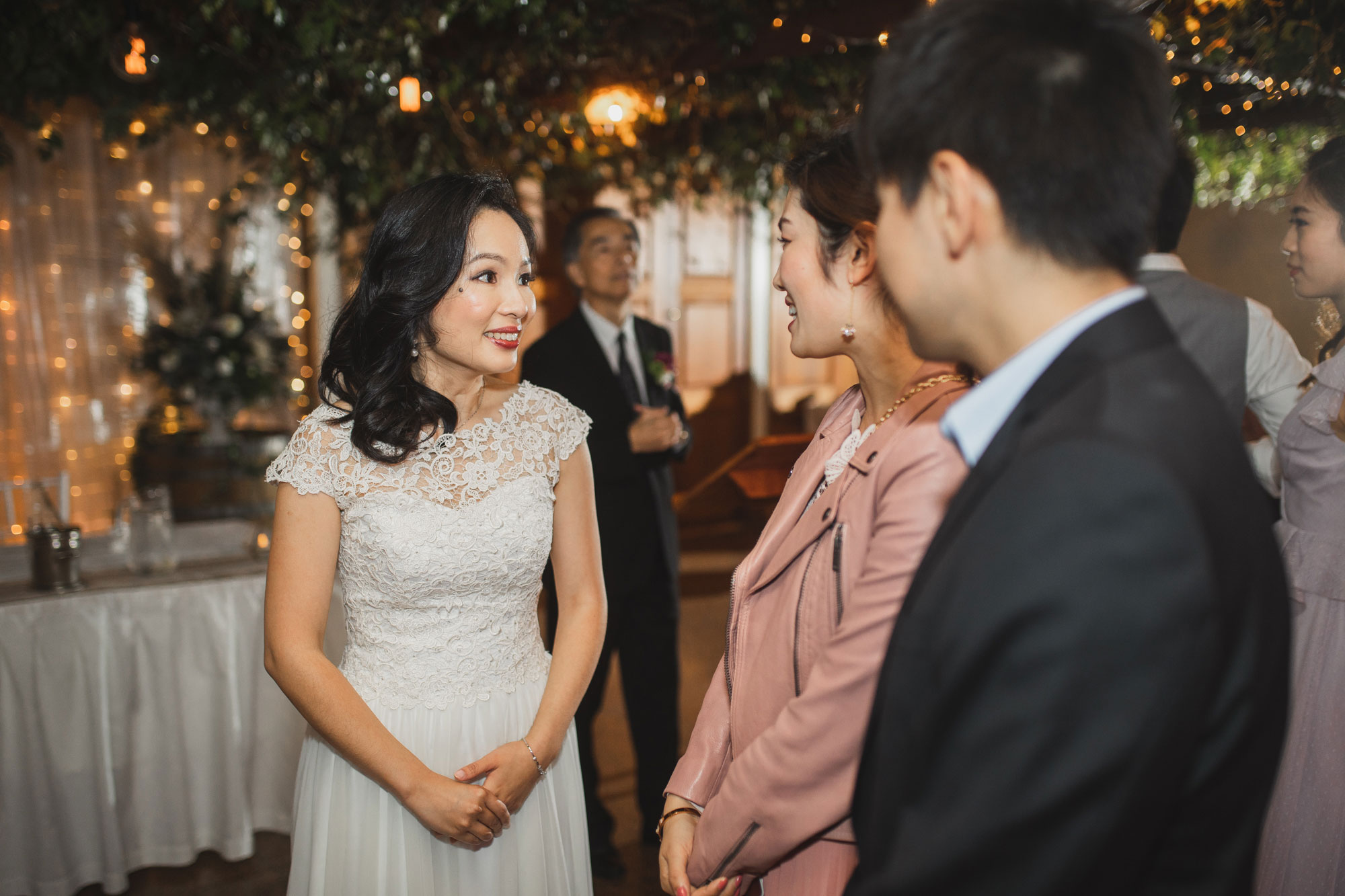 bride mingling at markovina wedding