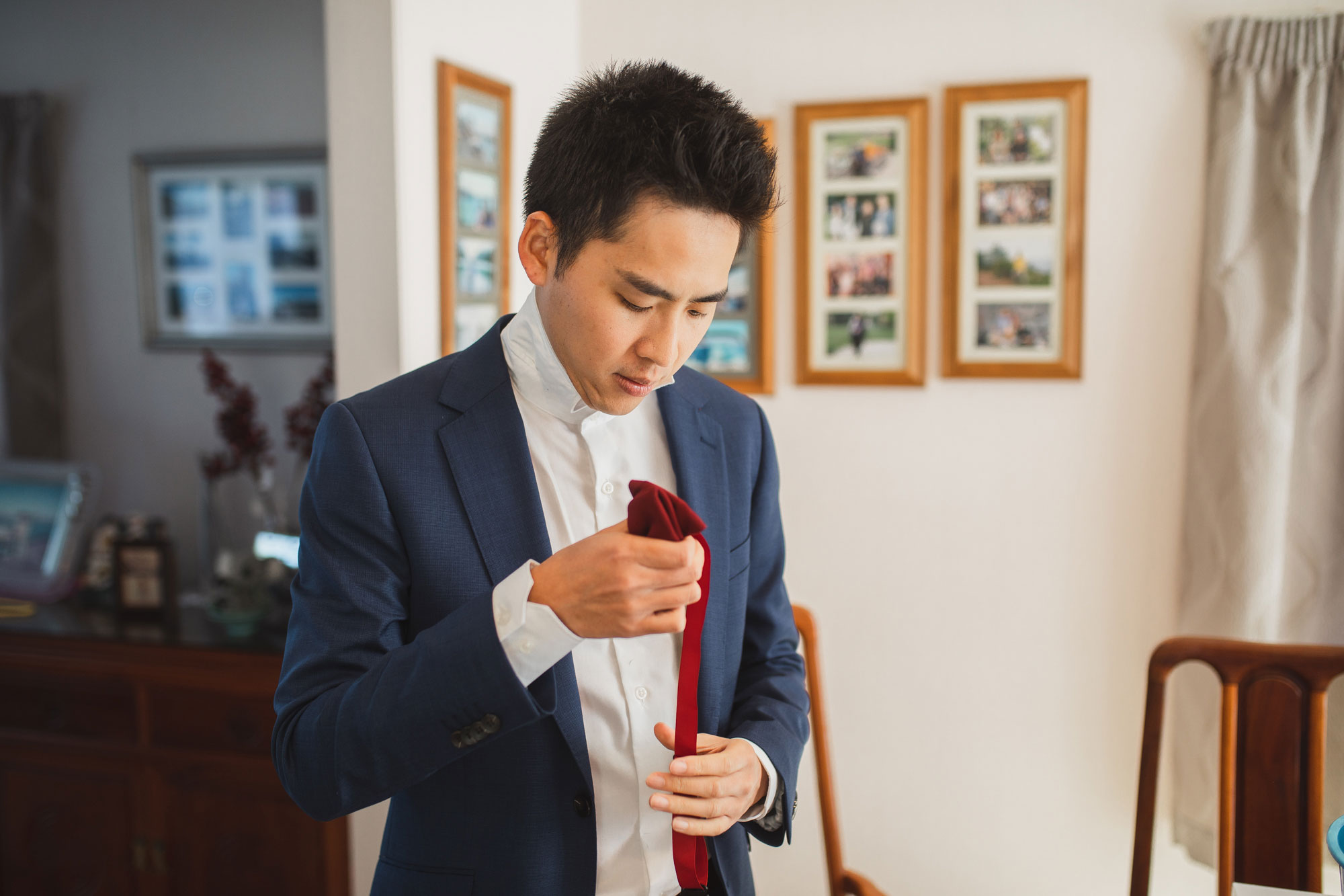 groom getting ready before the wedding